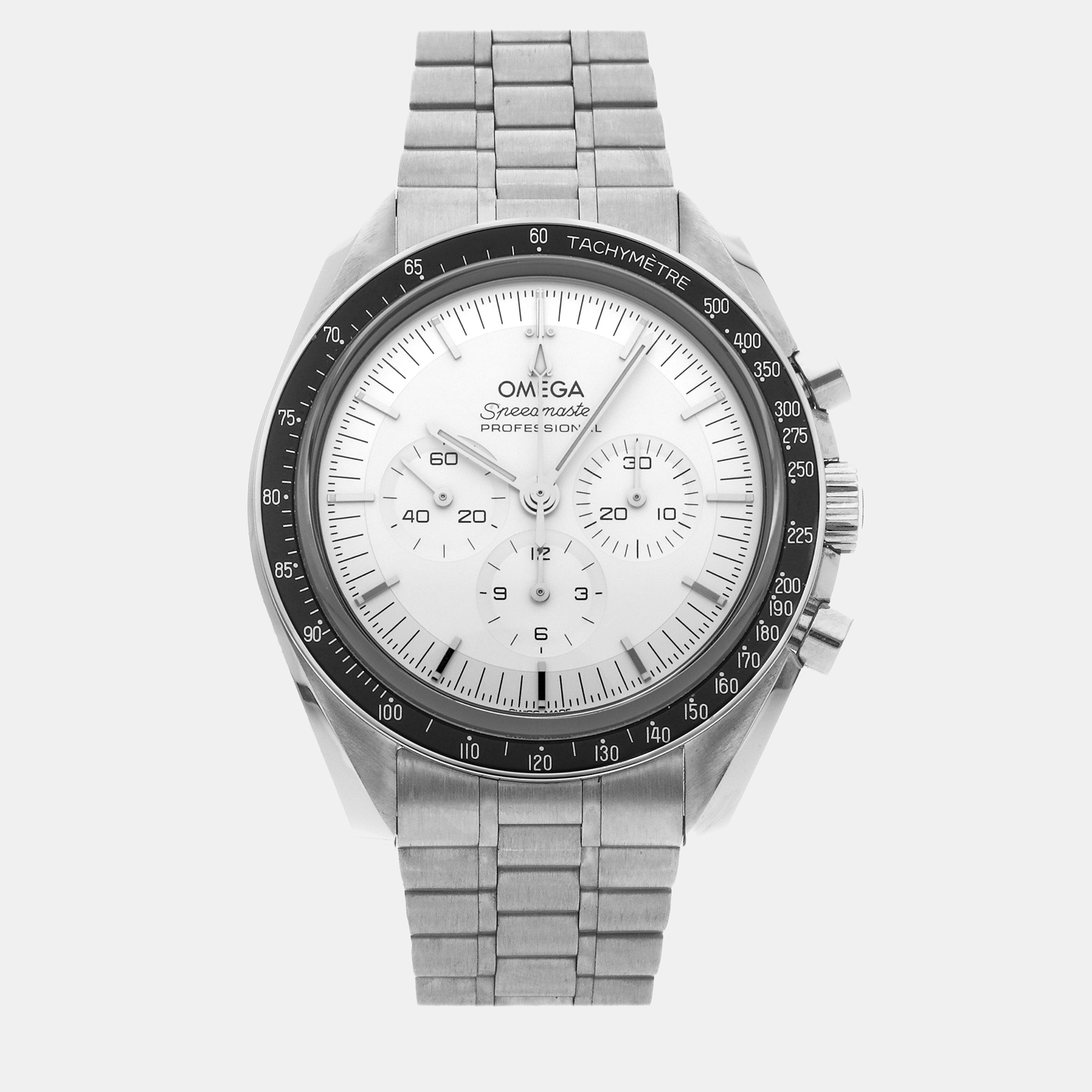Omega silver 18k white gold speedmaster 310.60.42.50.02.001 manual winding men's wristwatch 42 mm