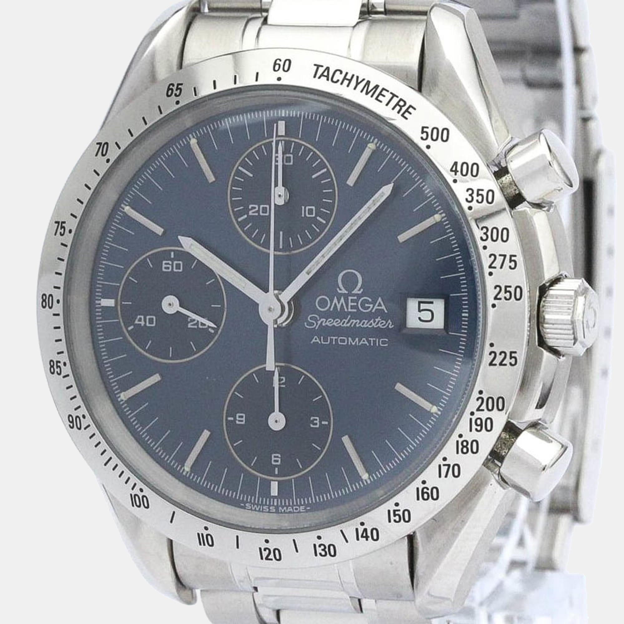 Omega Blue Stainless Steel Speedmaster 3511.80 Men's Wristwatch 39 Mm