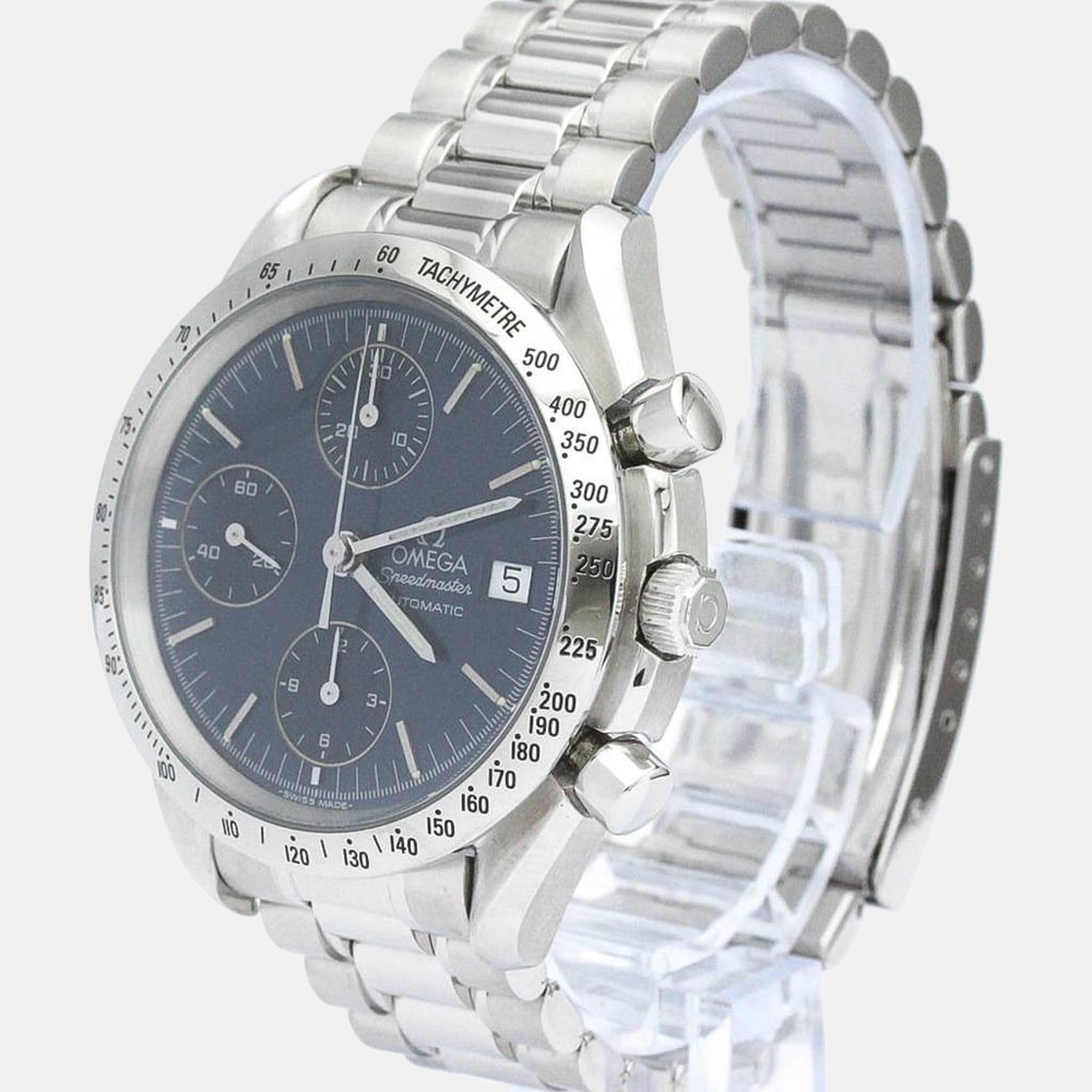 Omega Blue Stainless Steel Speedmaster 3511.80 Men's Wristwatch 39 Mm