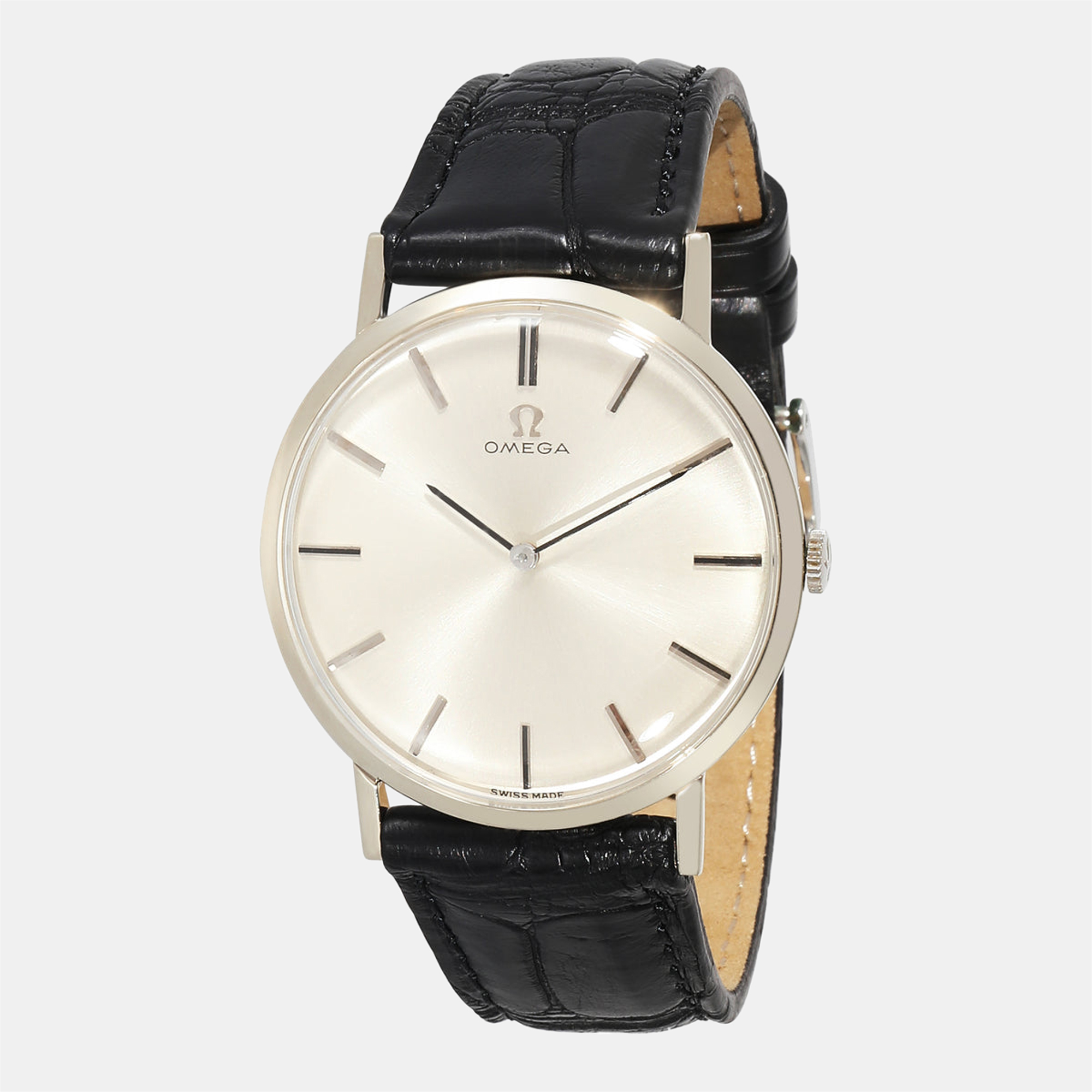 Omega Silver 14K White Gold De Ville DeVille D6672 Men's Wristwatch 32 Mm