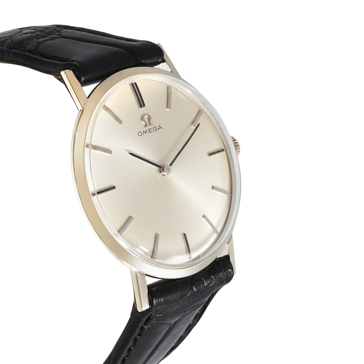 Omega Silver 14K White Gold De Ville DeVille D6672 Men's Wristwatch 32 Mm