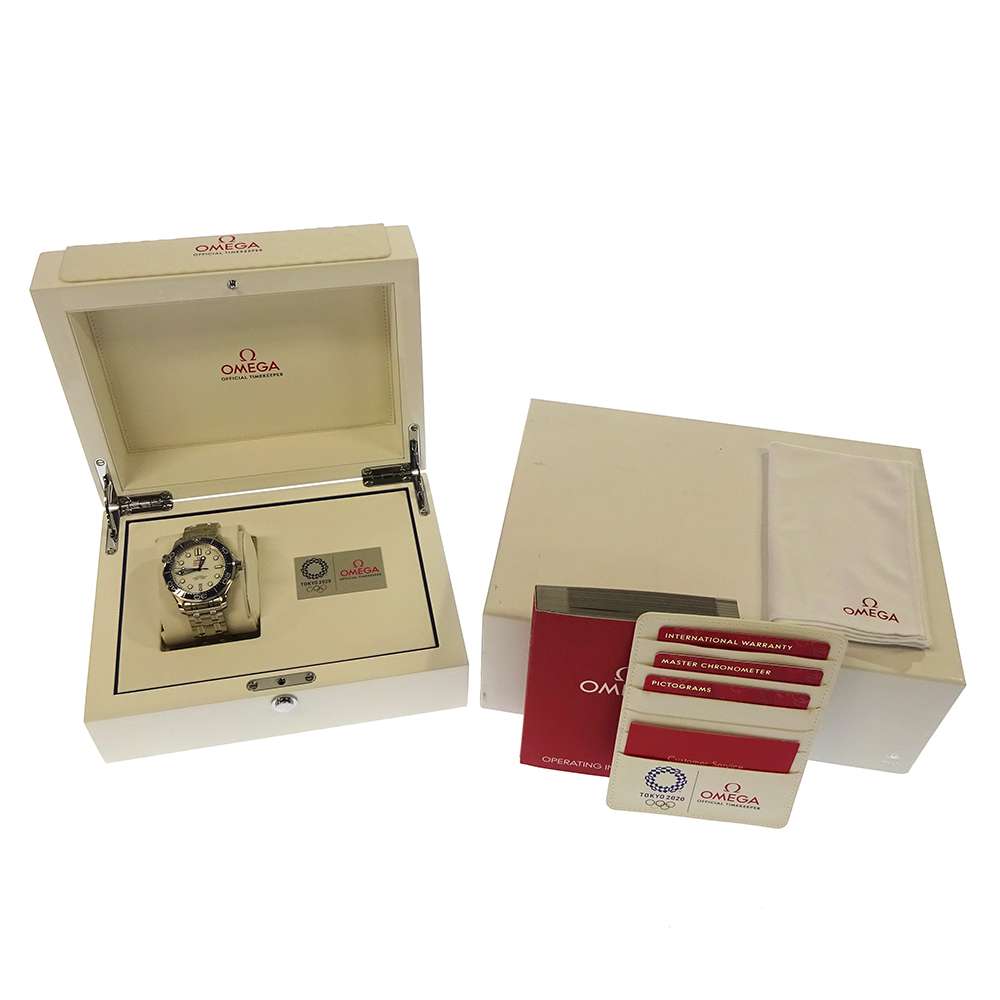 Omega White Stainless Steel Seamaster 300M Tokyo 2020 Olympics 522.30.42.20.04.001 Men's Wristwatch 42 Mm