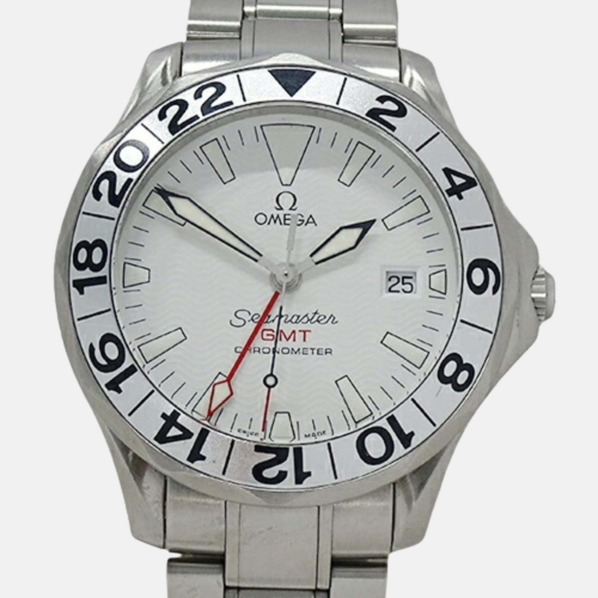Omega White Stainless Steel Seamaster 300M 2538.20 Men's Wristwatch 41 Mm