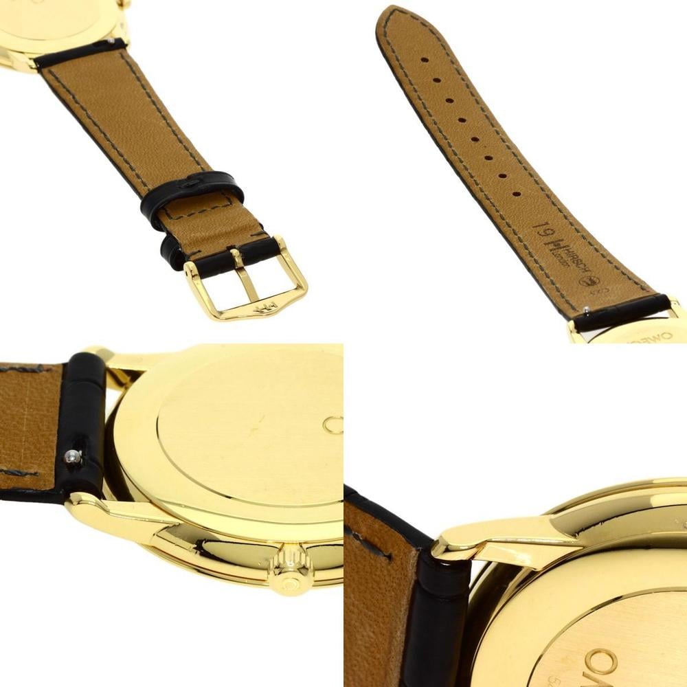 Omega Silver 18K Yellow Gold And Leather De Ville Prestige 4620.31 Manual Winding Men's Wristwatch 34mm