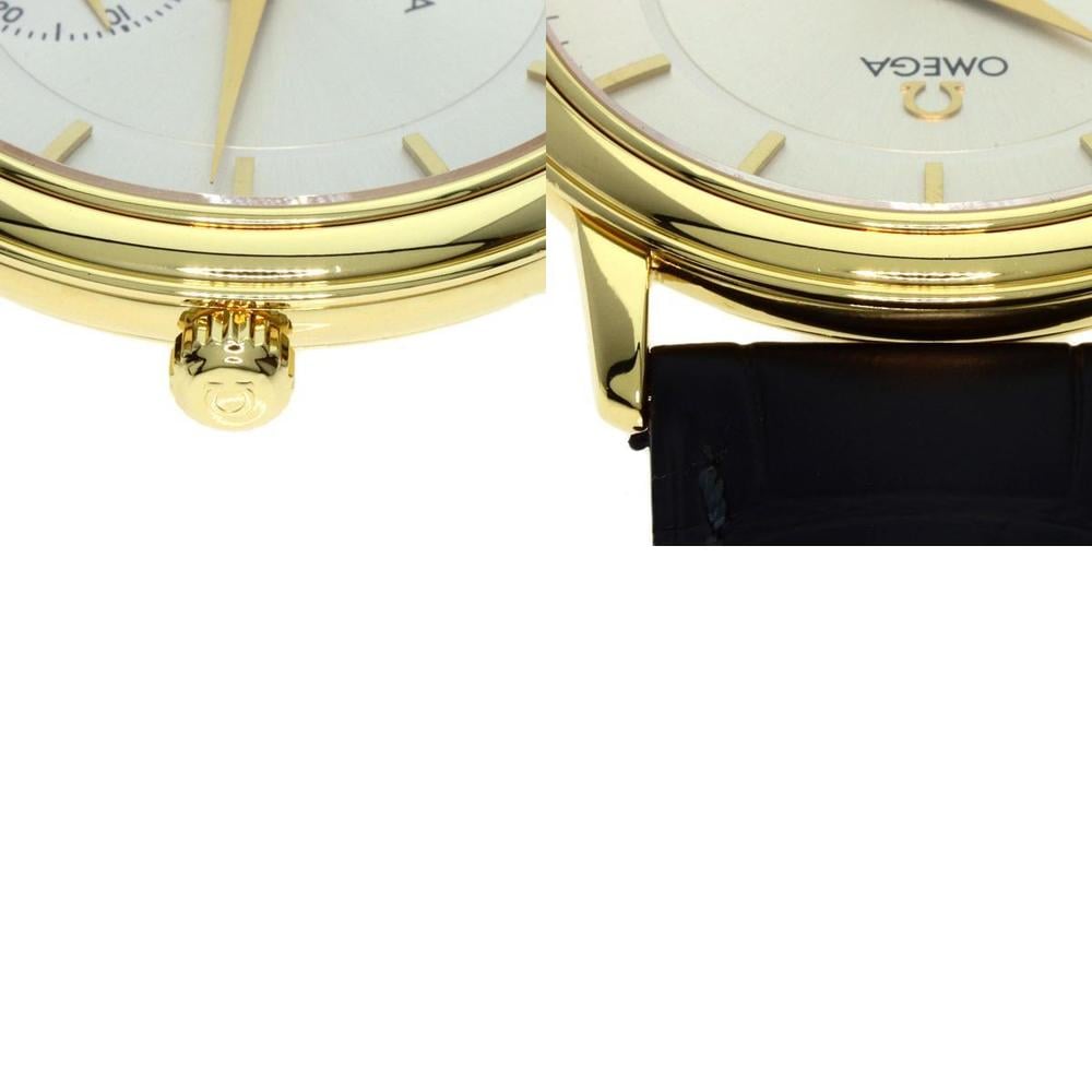 Omega Silver 18K Yellow Gold And Leather De Ville Prestige 4620.31 Manual Winding Men's Wristwatch 34mm