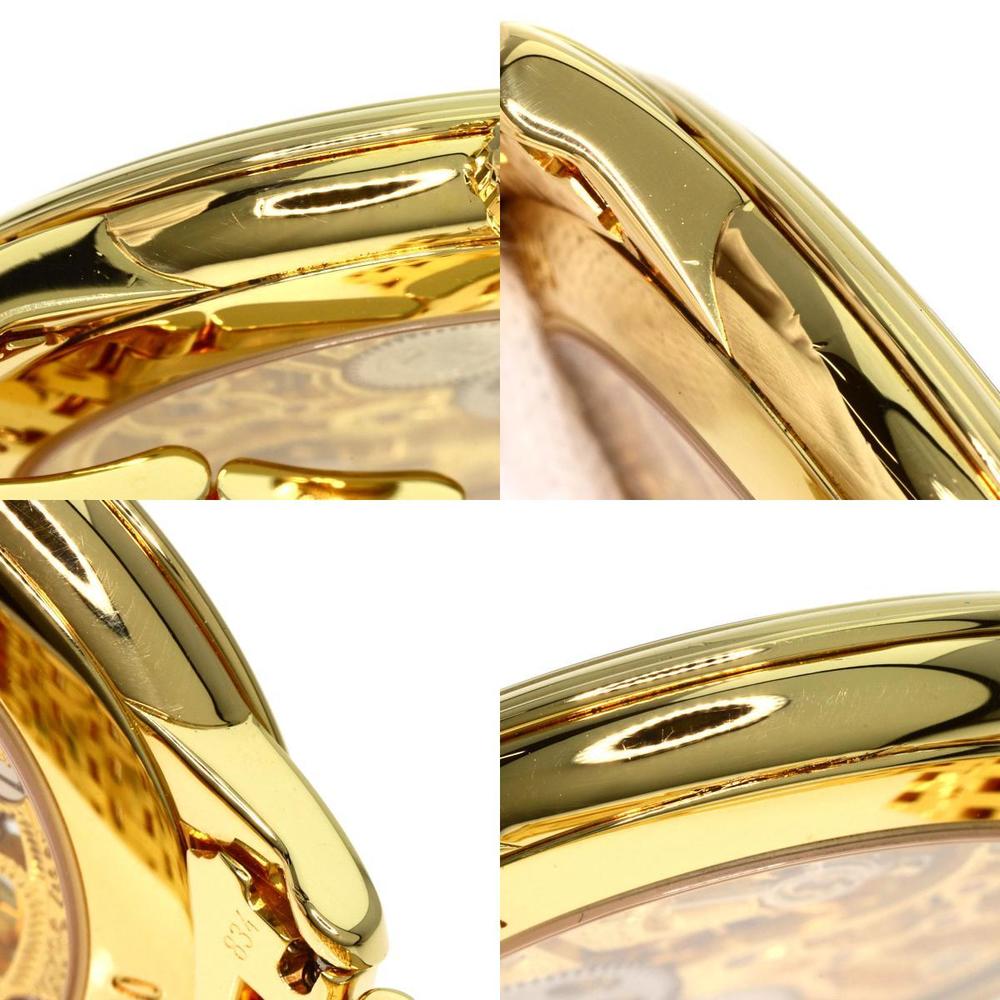 Omega Transparent 18K Yellow Gold Skeleton De Ville Prestige 5016.10.01 Manual Winding Men's Wristwatch 34mm