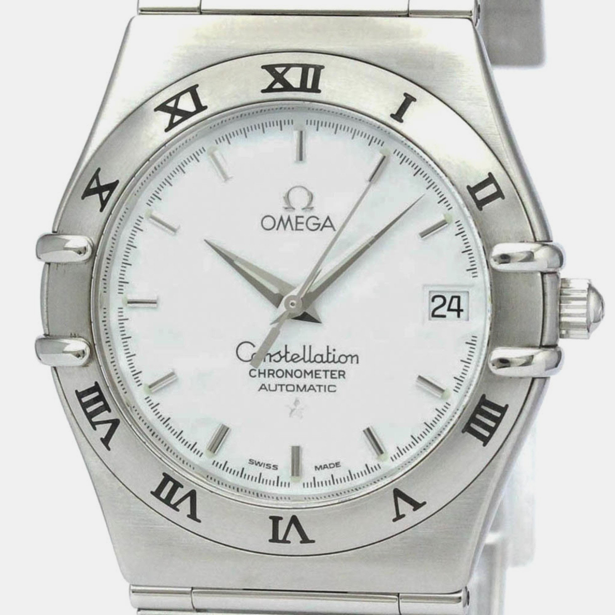 Omega White Stainless Steel Constellation 1506.20 Automatic Men's Wristwatch 36 Mm