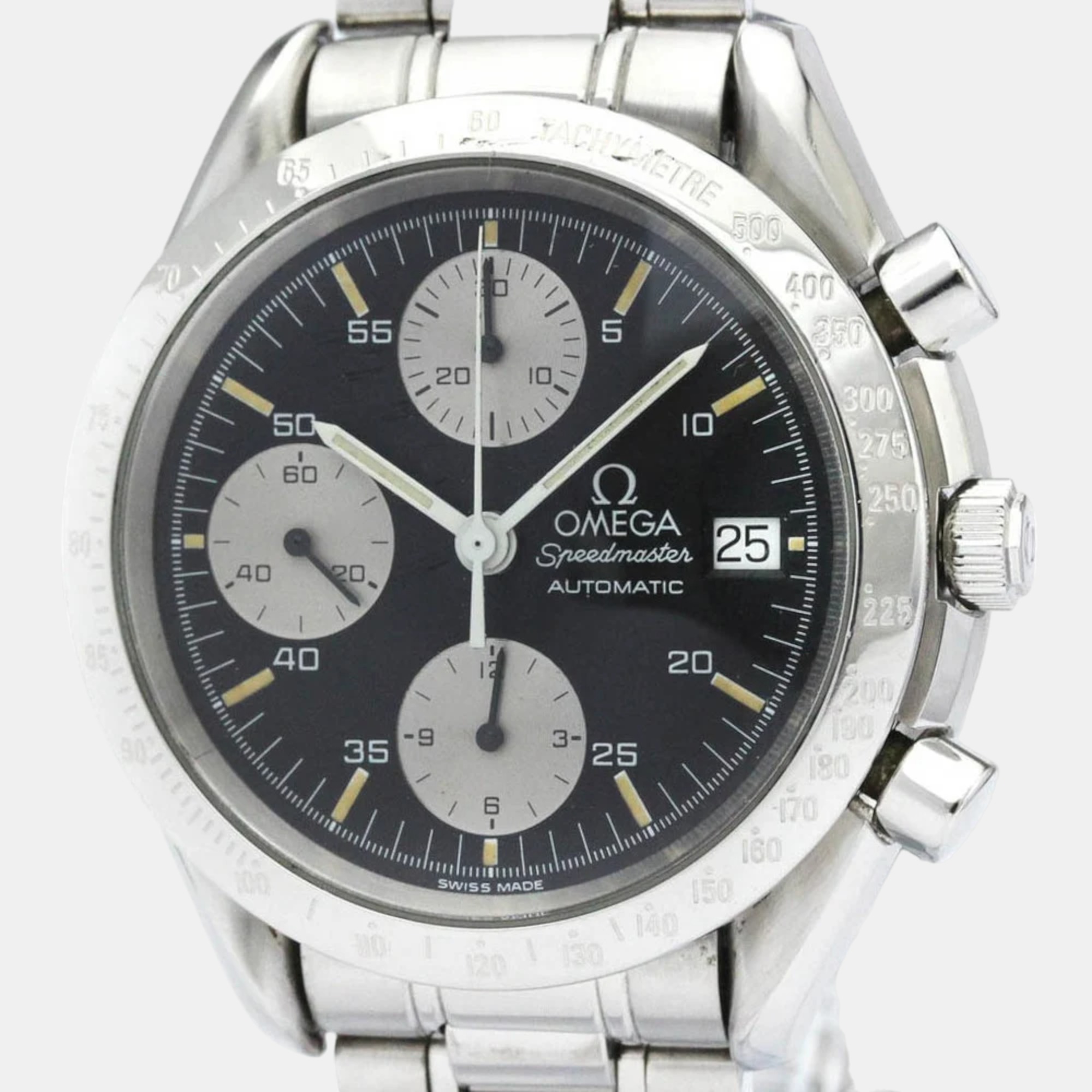 Omega Black Stainless Steel Speedmaster 3511.50 Automatic Men's Wristwatch 39 Mm