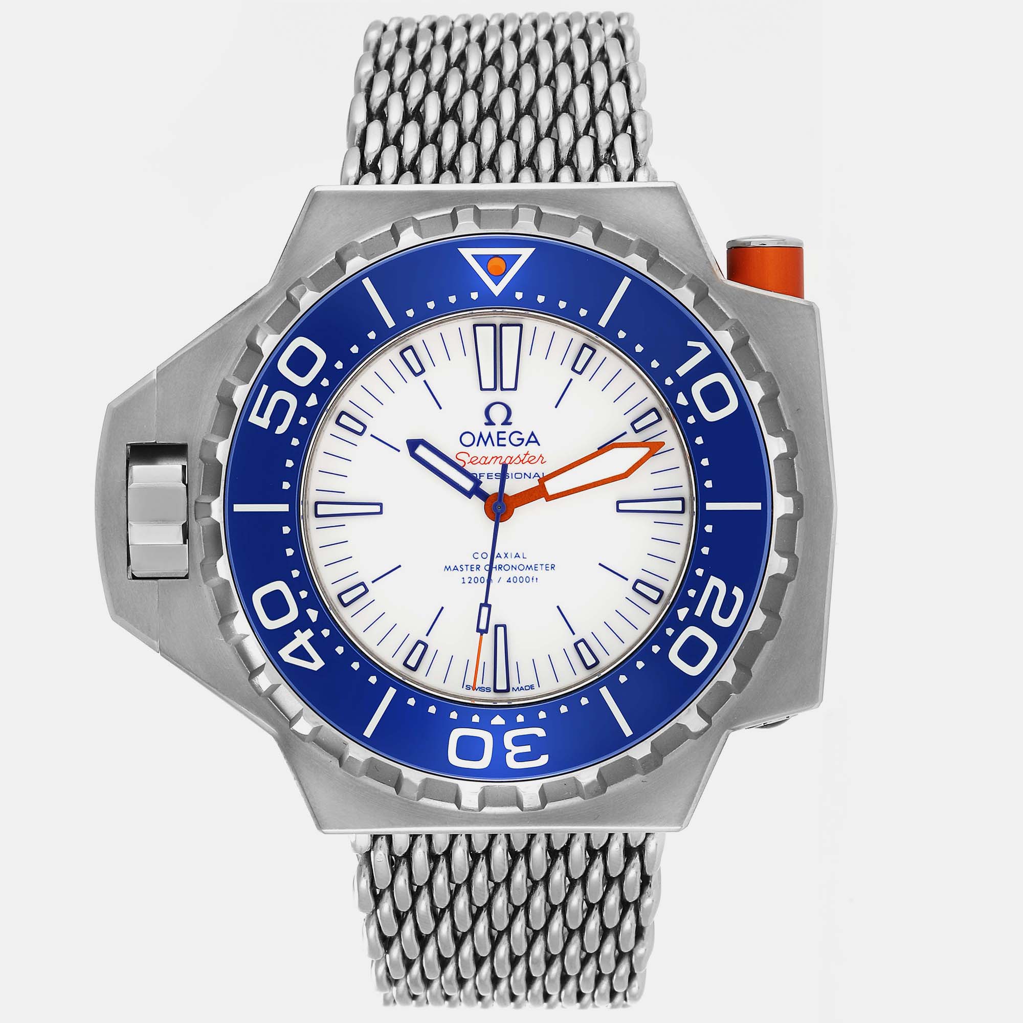 Omega white titanium seamaster 227.90.55.21.04.001 automatic men's wristwatch 48 mm