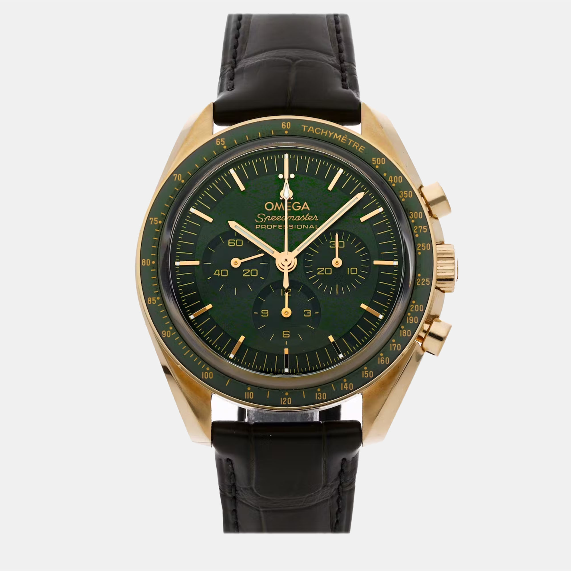 Omega green 18k rose gold speedmaster moonwatch 310.63.42.50.10.001 manual winding men's wristwatch 42 mm