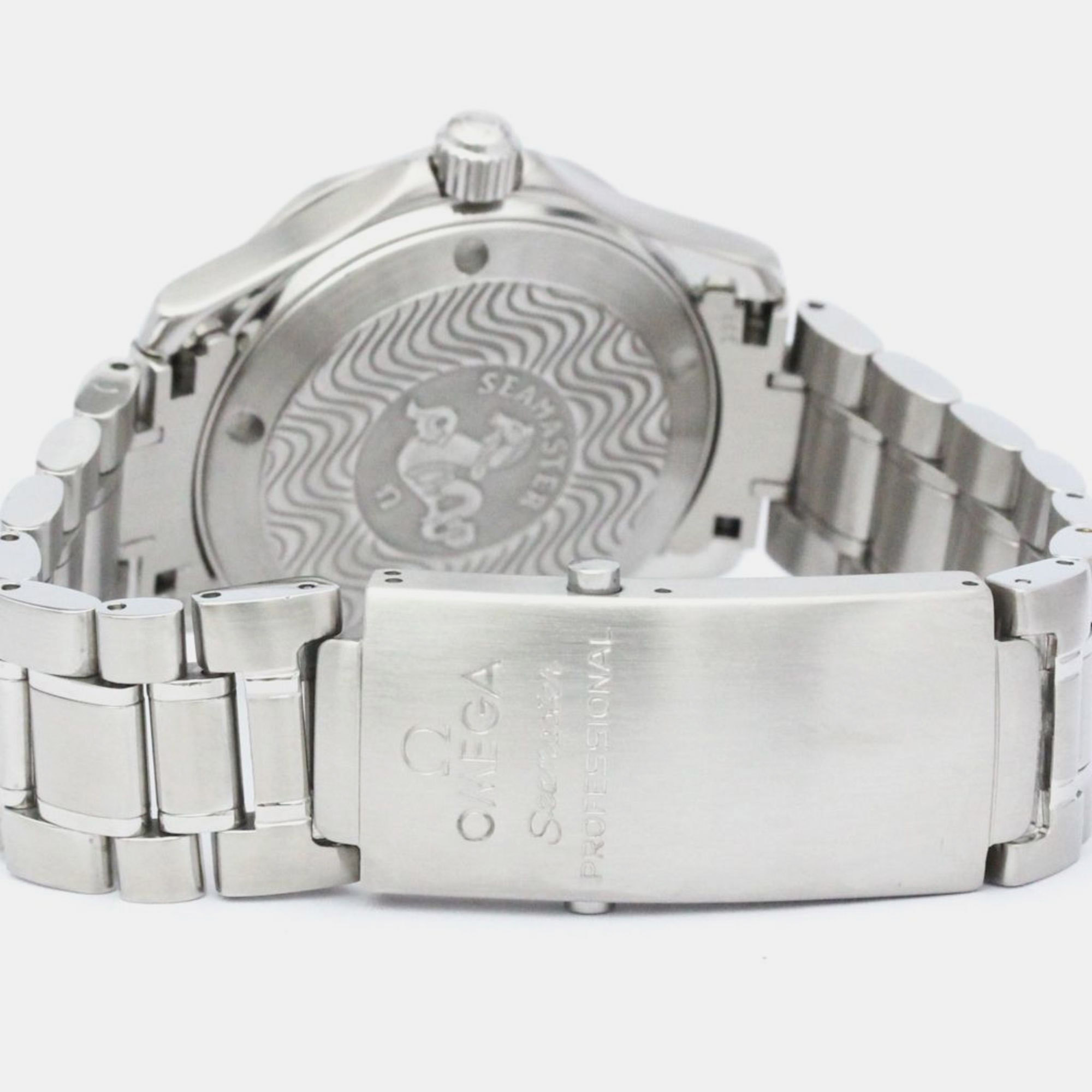 Omega Black Stainless Steel Seamaster 2262.50 Quartz Men's Wristwatch 36 Mm