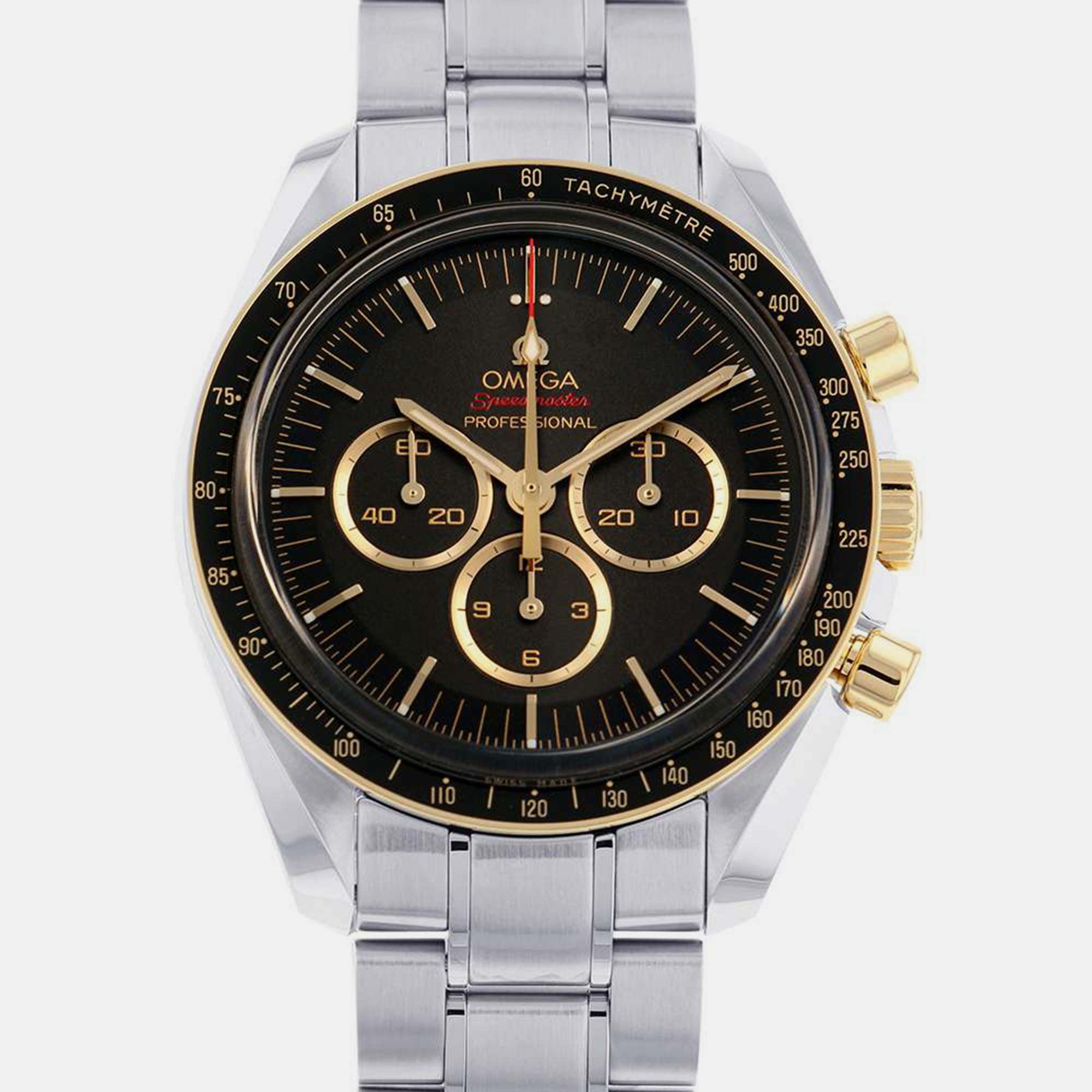 Omega Black Stainless Steel Speedmaster 522.20.42.30.01.001 Manual Winding Men's Wristwatch 42 Mm