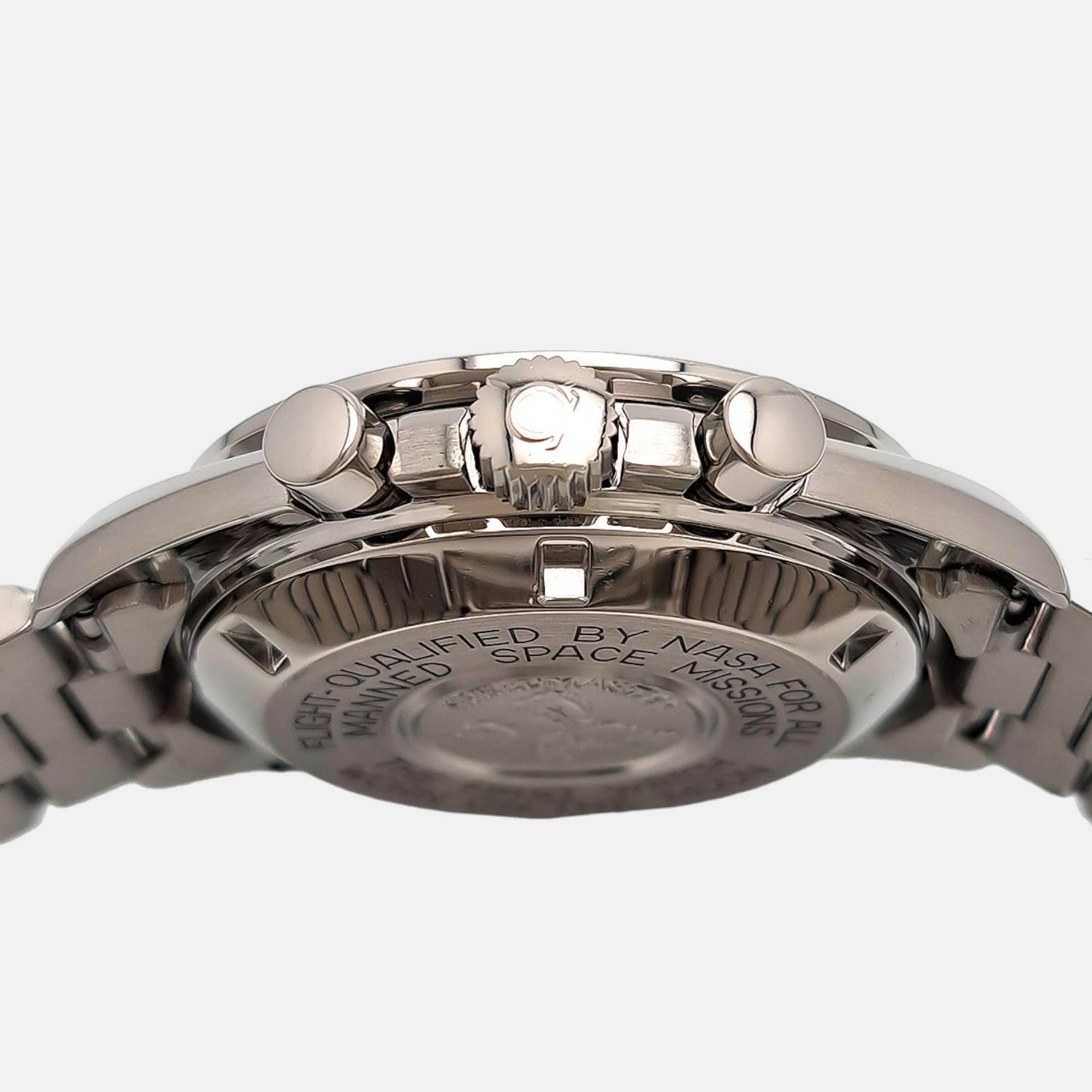 Omega Black Stainless Steel Speedmaster Automatic Men's Wristwatch 41 Mm