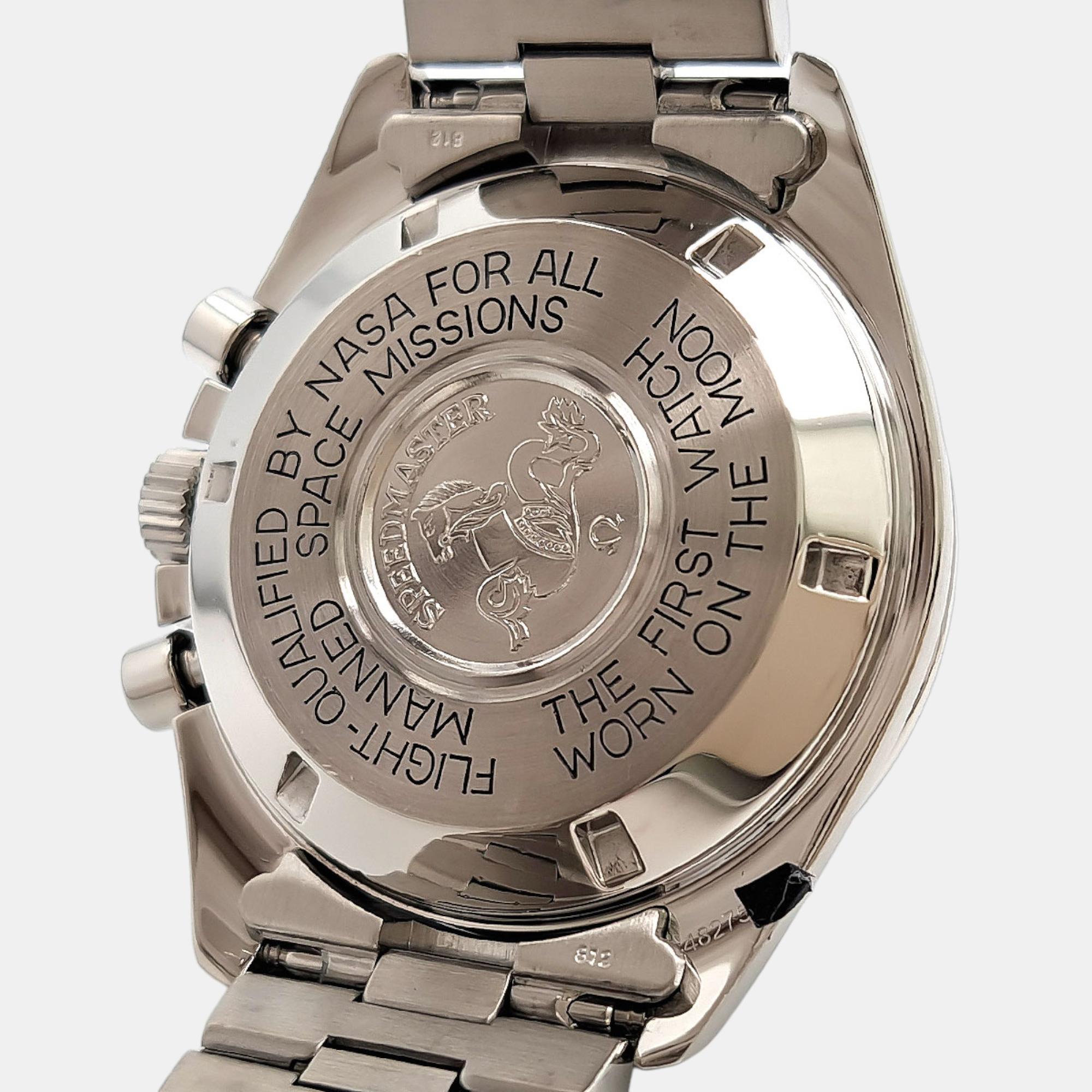 Omega Black Stainless Steel Speedmaster Automatic Men's Wristwatch 41 Mm
