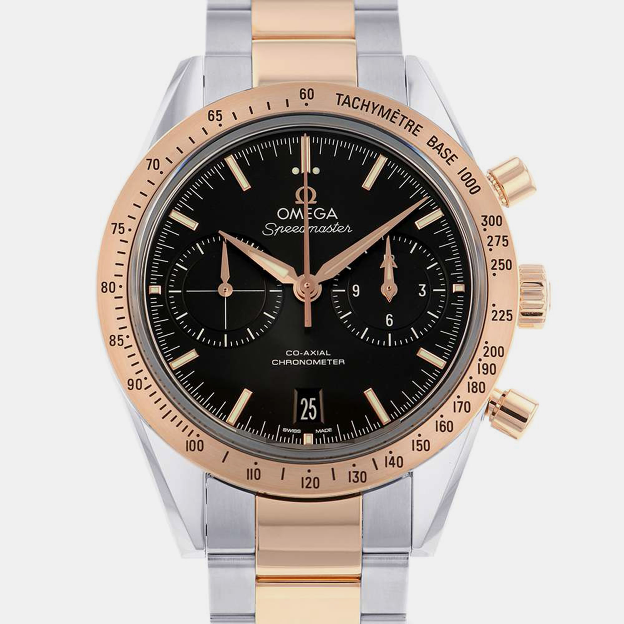 Omega Black 18k Rose Gold And Stainless Steel Speedmaster 331.20.42.51.01.002 Automatic Men's Wristwatch 41.5 Mm