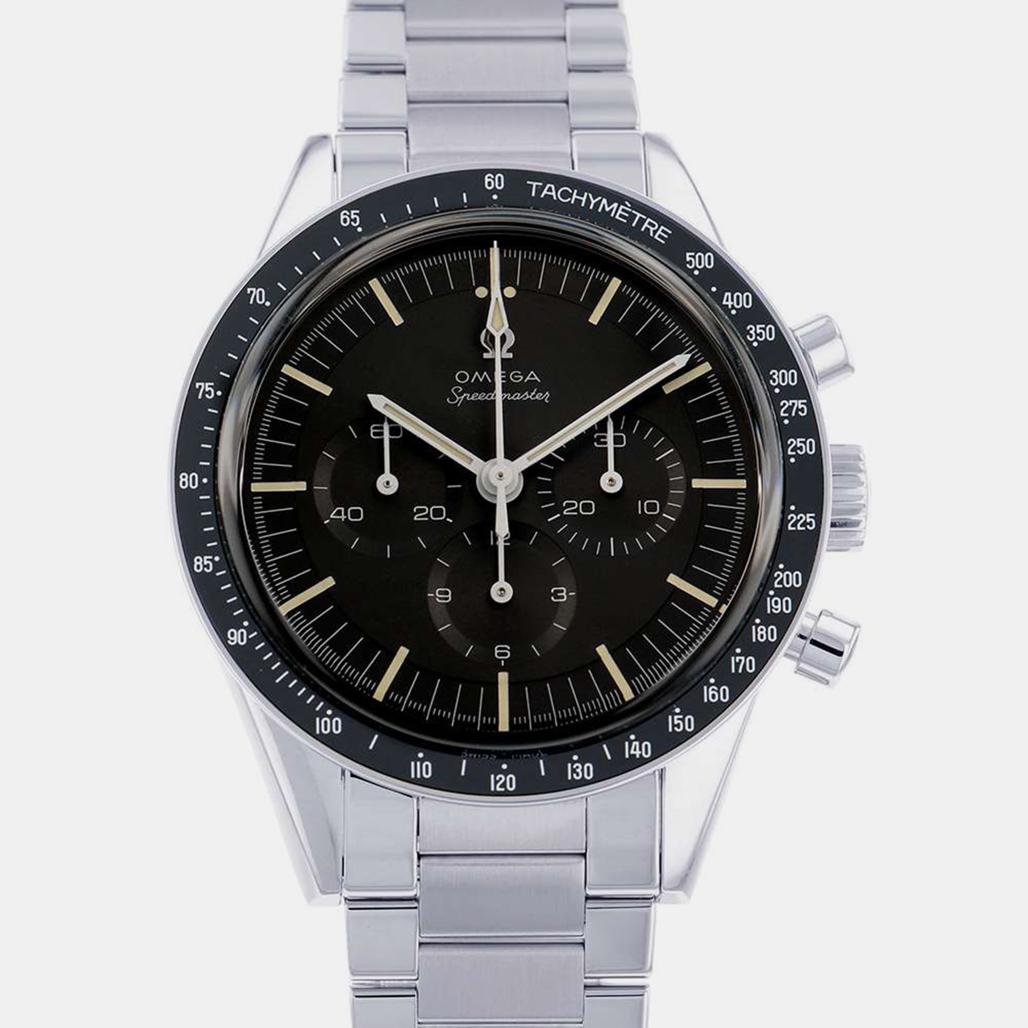 Omega Black Stainless Steel Speedmaster 311.30.40.30.01.001 Automatic Men's Wristwatch 40 Mm