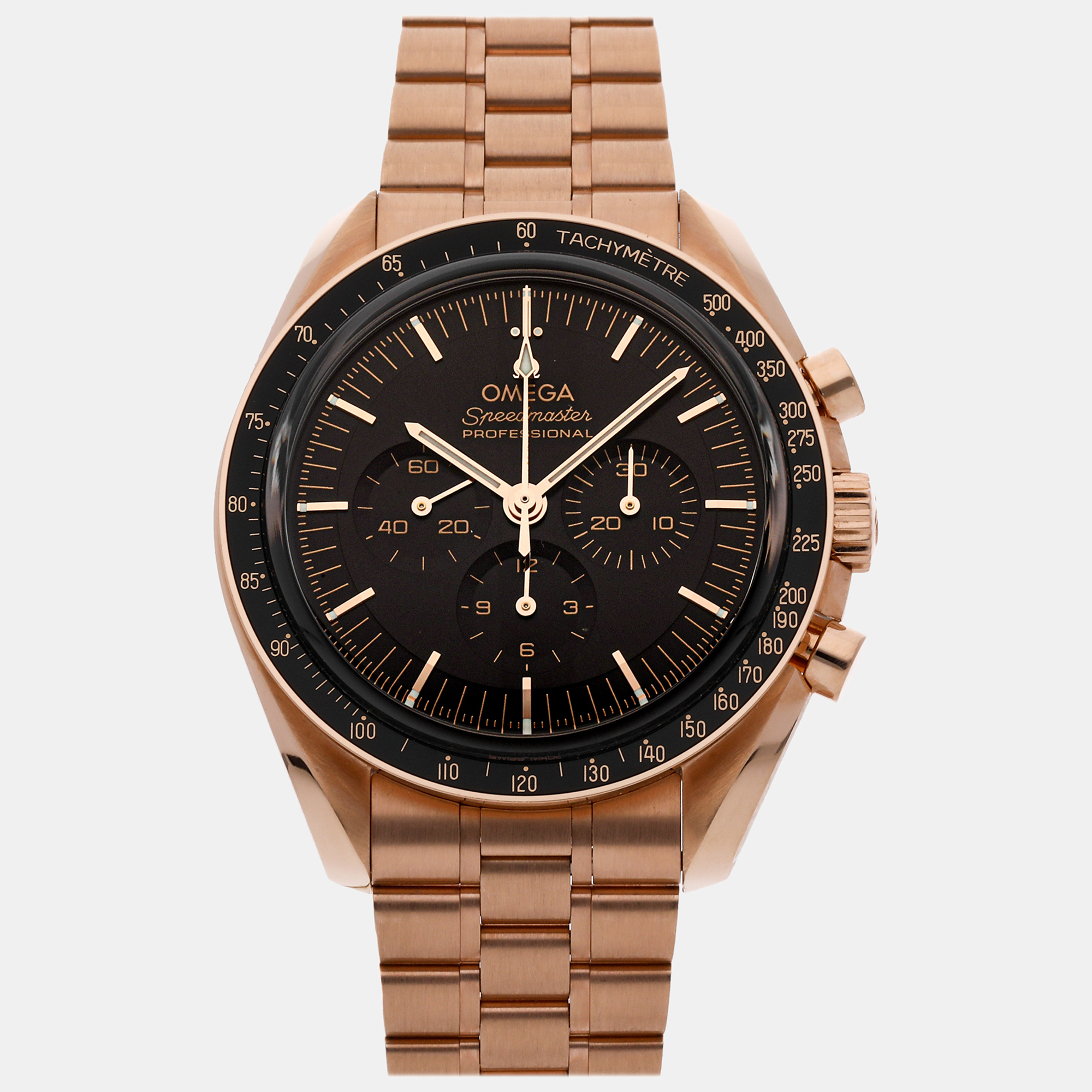 Omega Black 18k Rose Gold Speedmaster Moonwatch 310.60.42.50.01.001 Manual Winding Men's Wristwatch 42 Mm