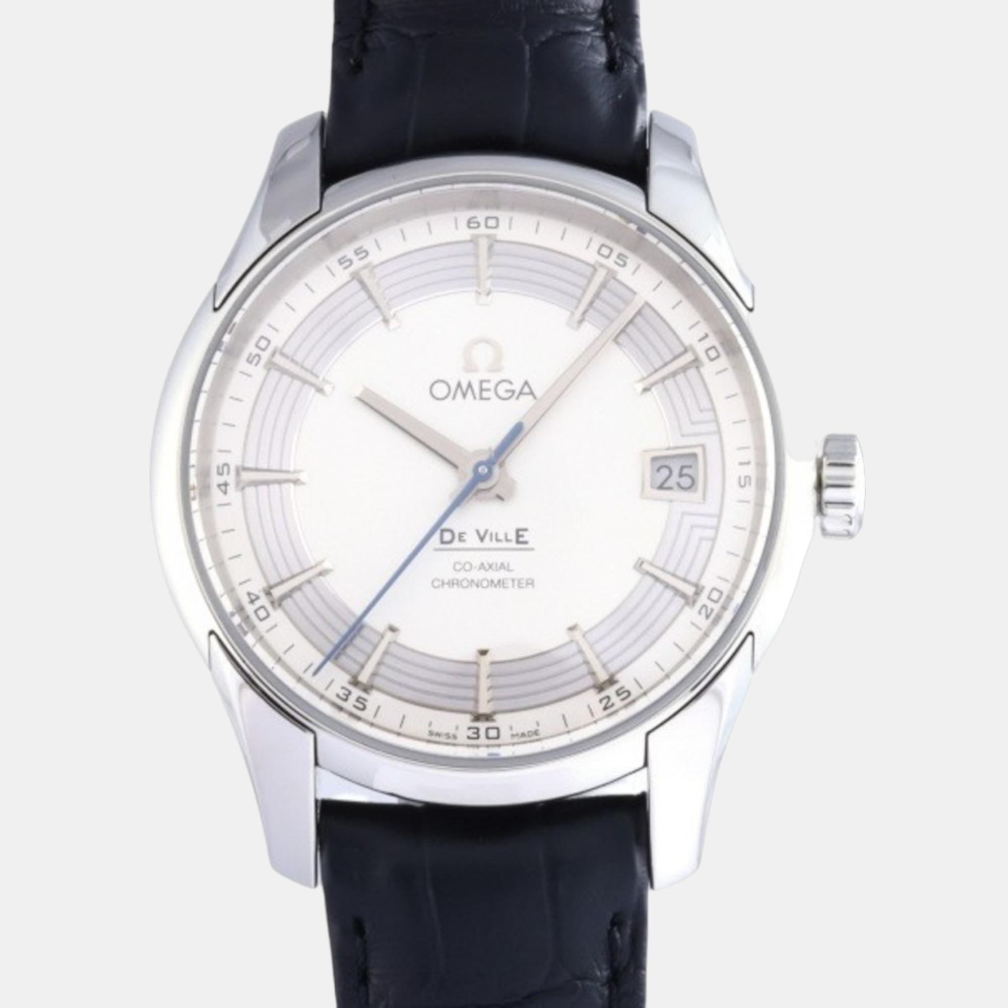Omega Silver Stainless Steel De Ville 431.33.41.21.02.001 Automatic Men's Wristwatch 41 Mm