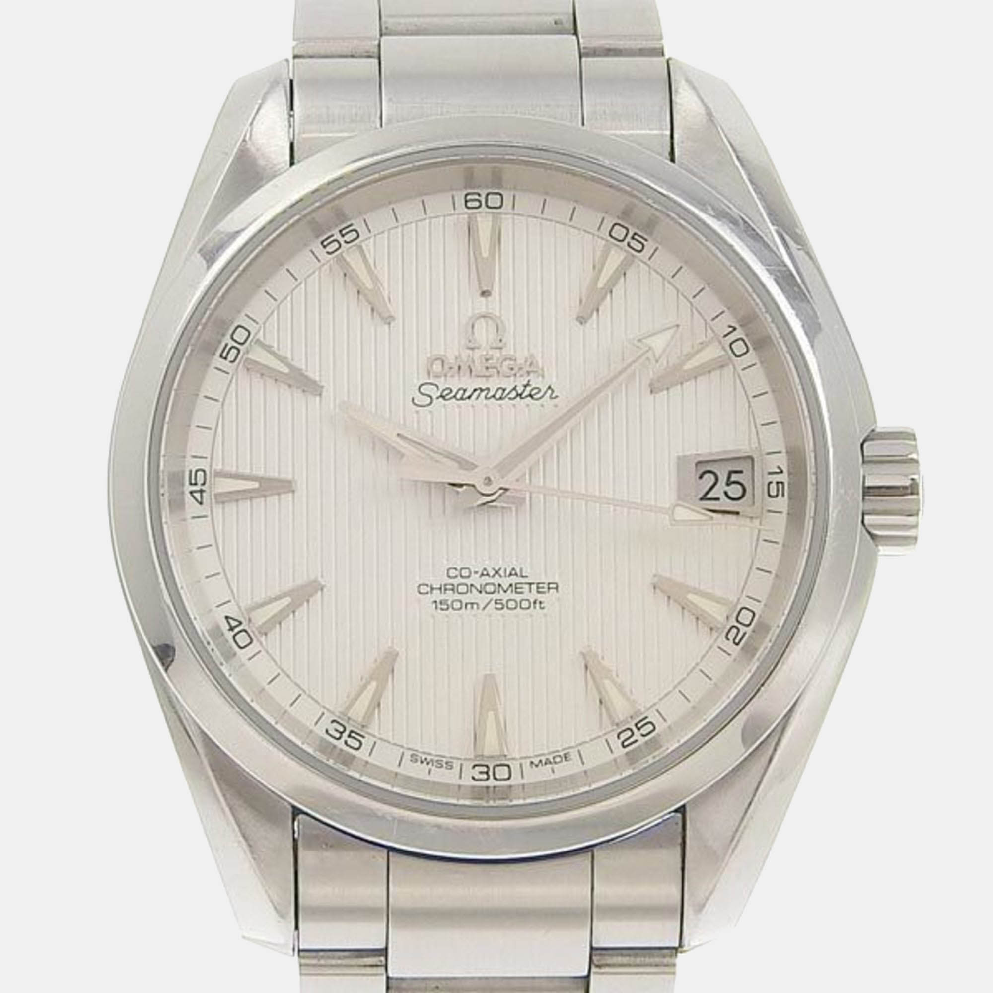 Omega Silver Stainless Steel Seamaster Aqua Terra 231.10.39.21.02.001 SS Automatic Men's Wristwatch 37 Mm