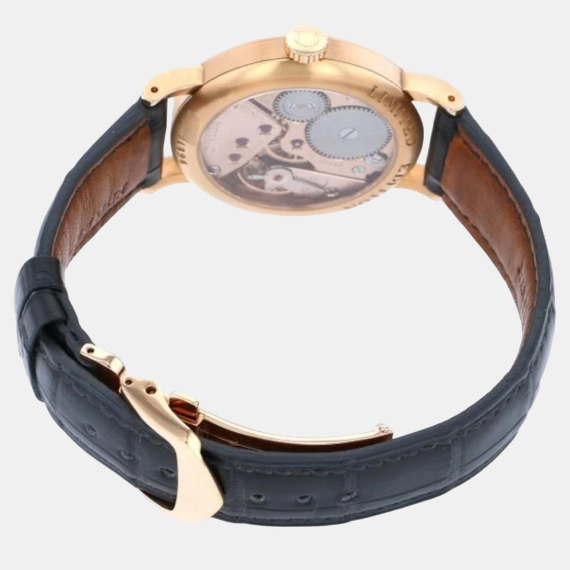 Omega Gold 18k Rose Gold Renaissance 5950.30.03 Manual Winding Men's Wristwatch 36 Mm