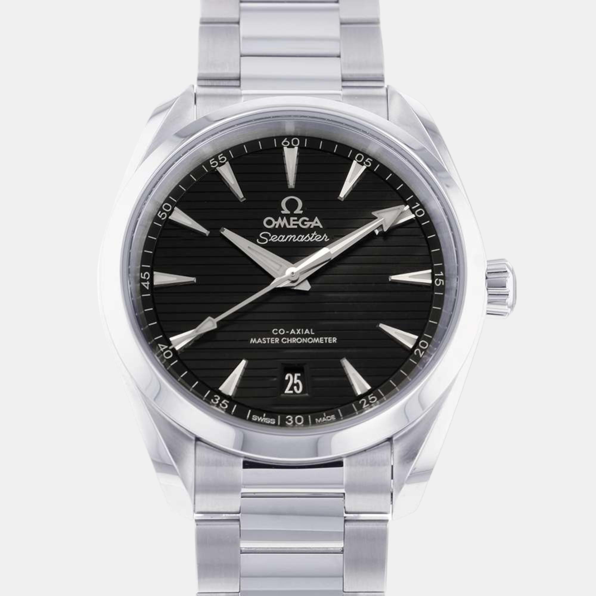Omega Black Stainless Steel Seamaster Aqua Terra  220.10.38.20.01.001 Automatic Men's Wristwatch 38 Mm