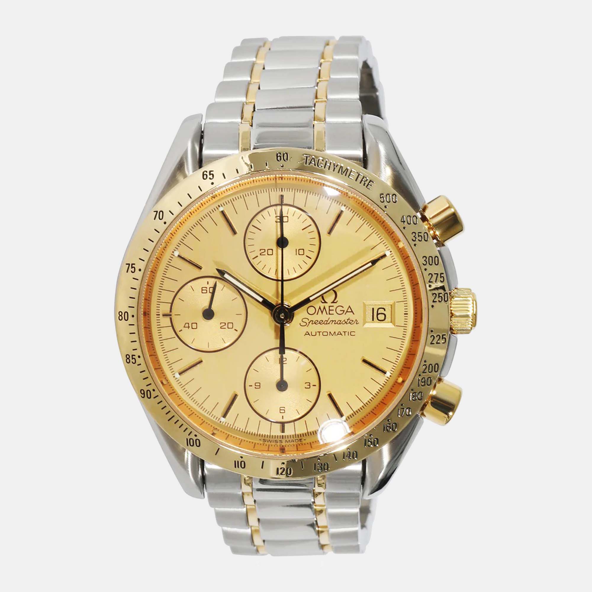 Omega Champagne 18k Yellow Gold And Stainless Steel Speedmaster 3311.10.00 Automatic Men's Wristwatch 39 Mm