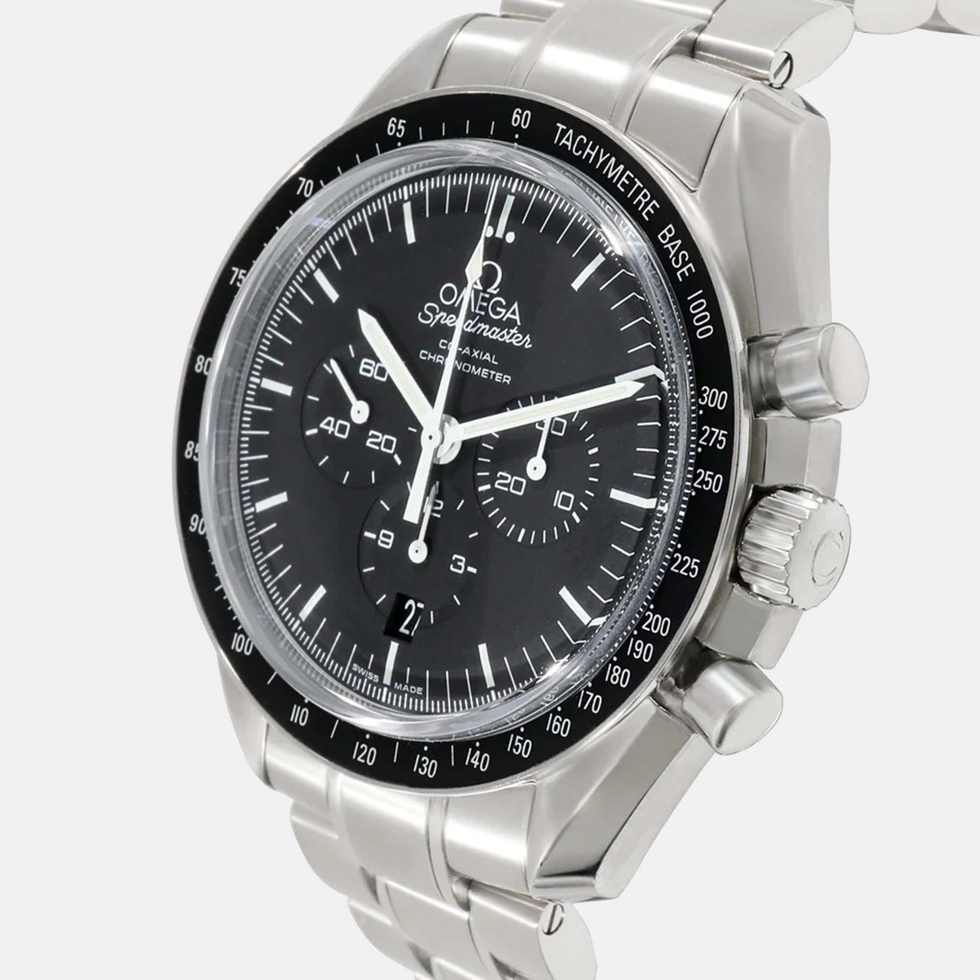 Omega Black Stainless Steel Speedmaster 311.30.44.50.01.001 Automatic Men's Wristwatch 44 Mm