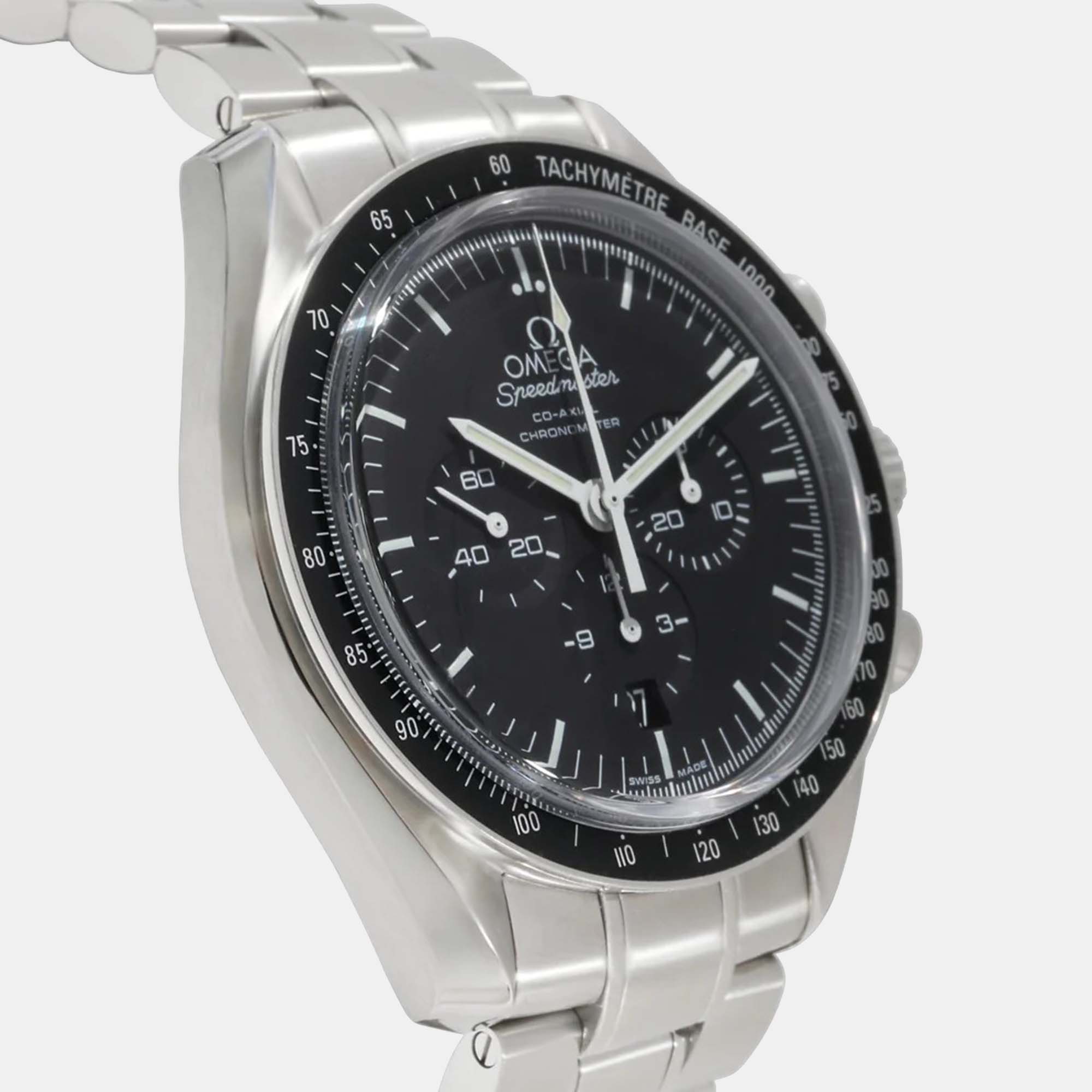 Omega Black Stainless Steel Speedmaster 311.30.44.50.01.001 Automatic Men's Wristwatch 44 Mm