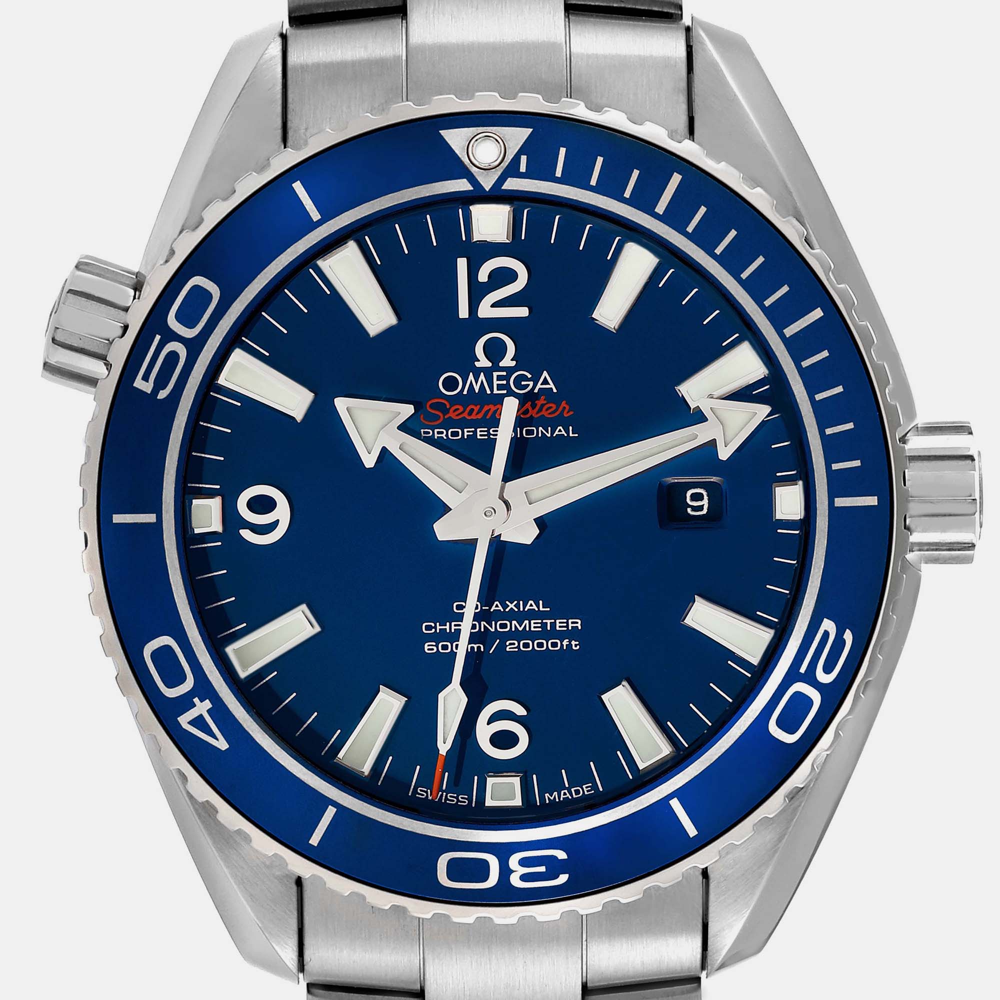 Omega Blue Titanium Seamaster Planet Ocean 232.90.38.20.03.001 Automatic Men's Wristwatch 37.5 Mm