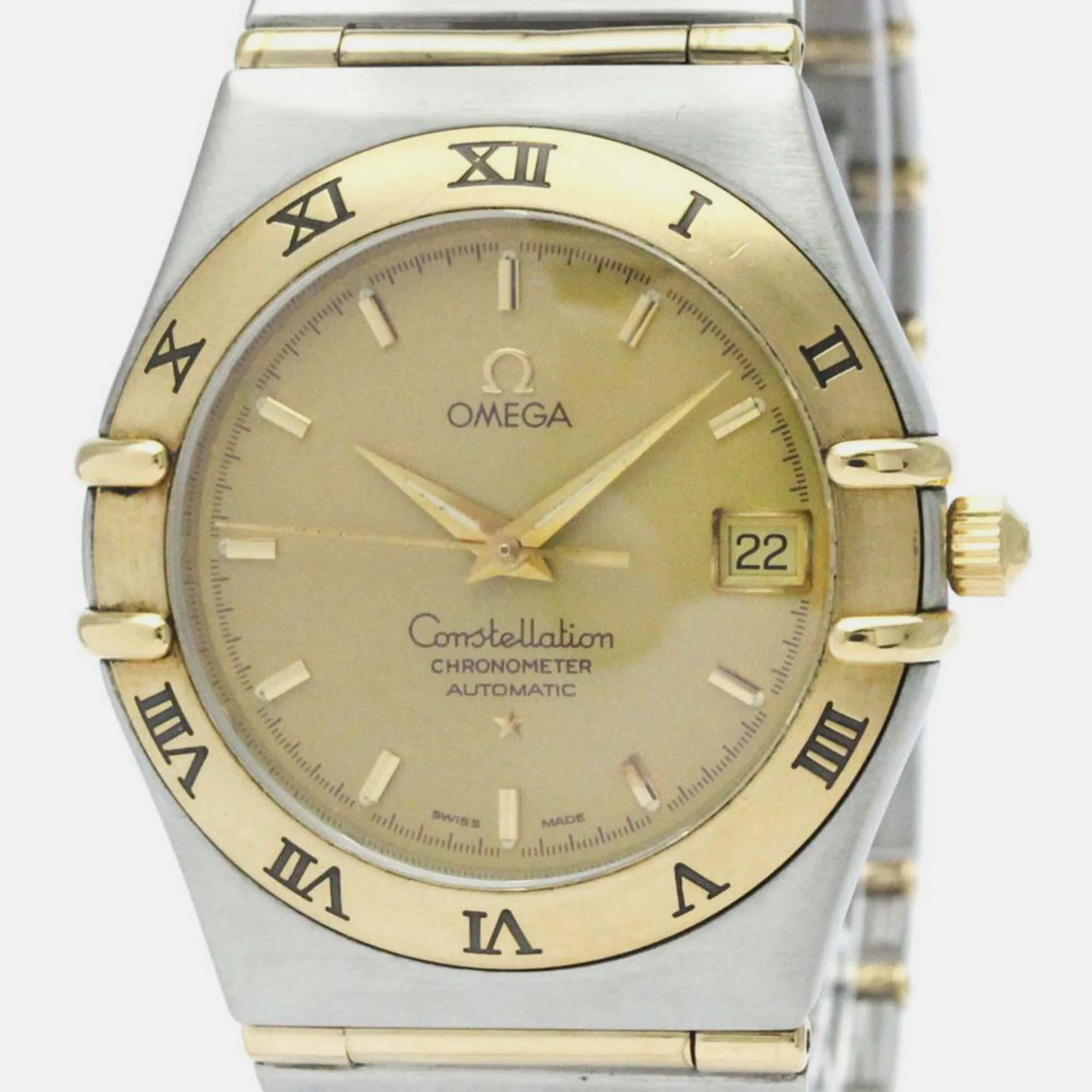 Omega Gold 18k Yellow Gold And Stainless Steel Constellation 1202.10 Automatic Men's Wristwatch 36 Mm