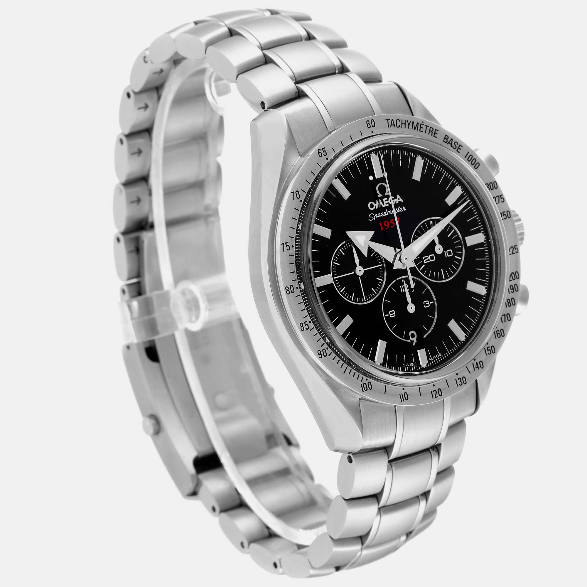 Omega Black Stainless Steel Speedmaster 321.10.42.50.01.001 Automatic Men's Wristwatch 42 Mm