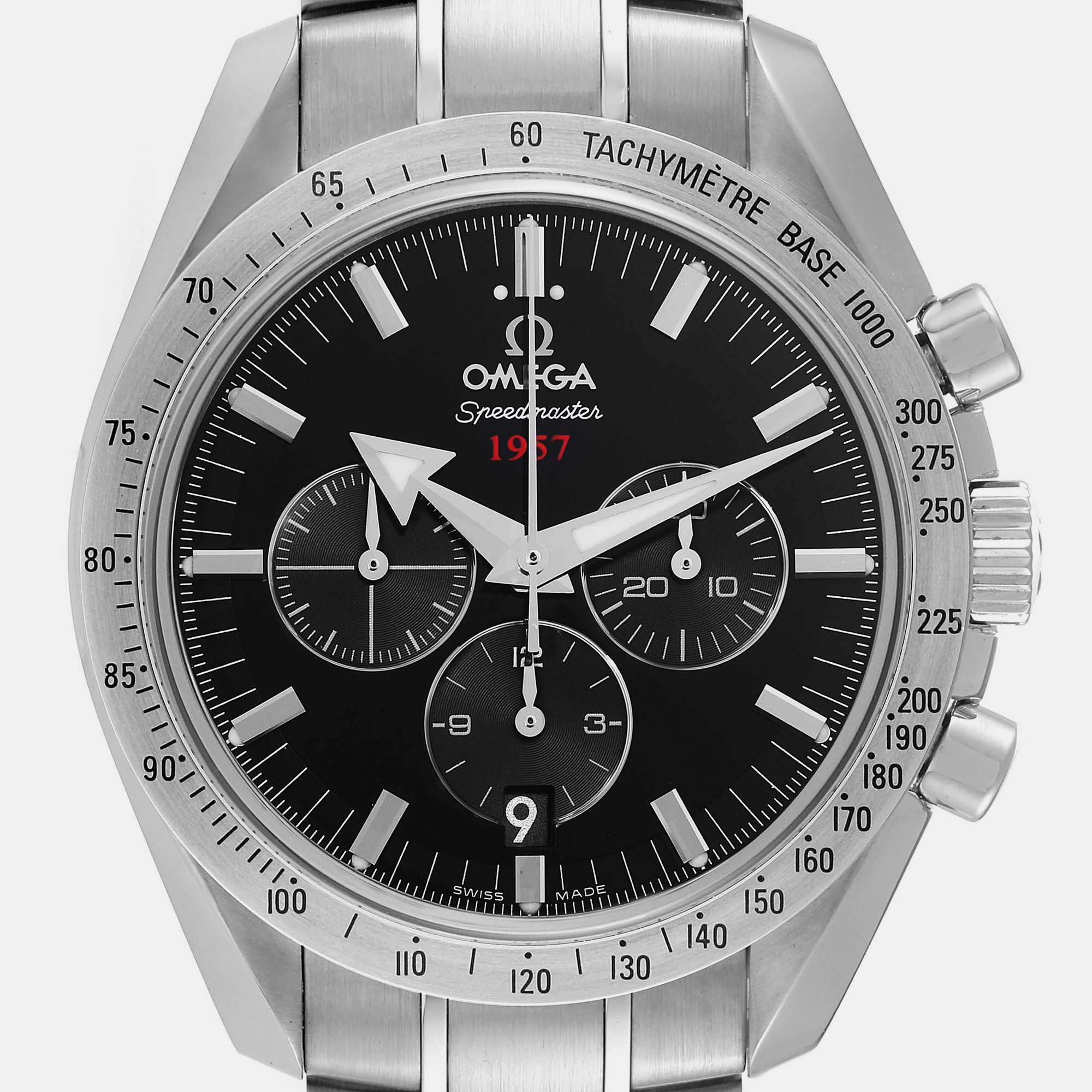 Omega Black Stainless Steel Speedmaster 321.10.42.50.01.001 Automatic Men's Wristwatch 42 Mm
