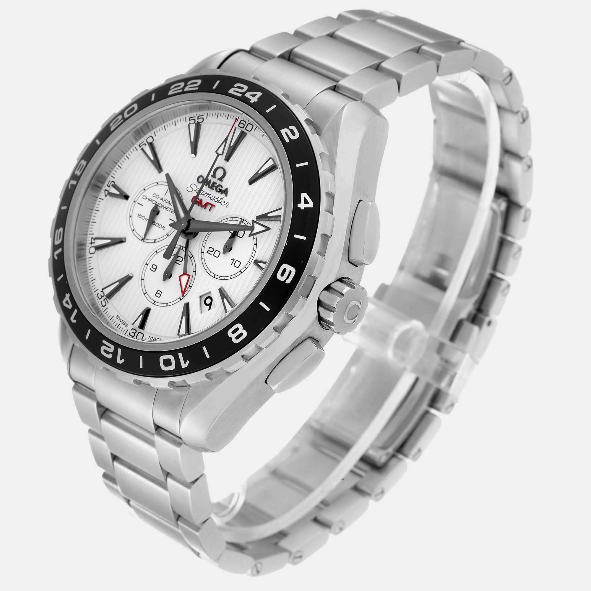 Omega White Stainless Steel Seamaster 231.10.44.52.04.001 Automatic Men's Wristwatch 44 Mm
