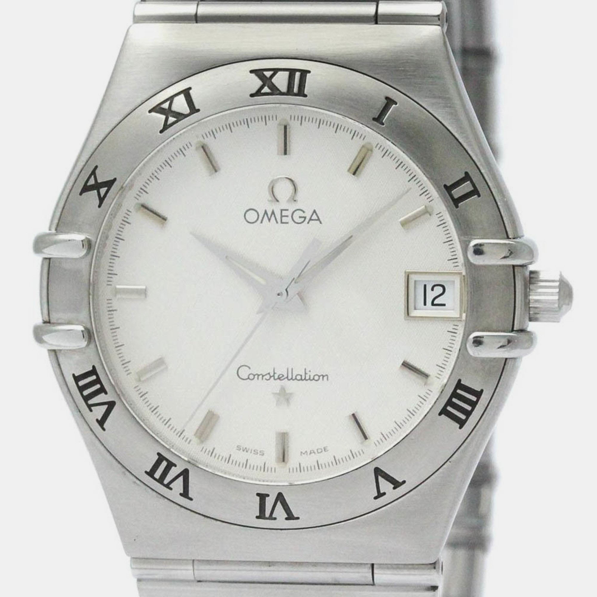 Omega Silver Stainless Steel Constellation 1512.30 Quartz Men's Wristwatch 33 Mm
