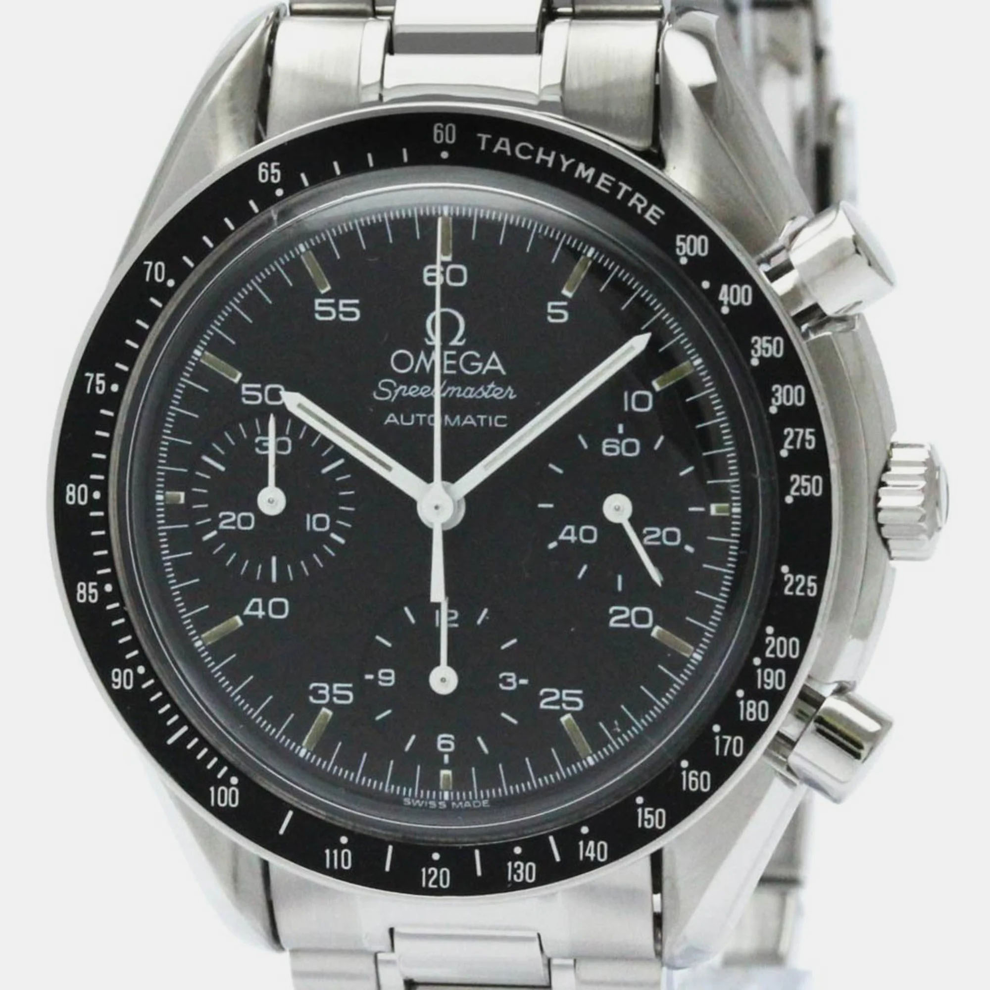 Omega black stainless steel speedmaster 3510.50 automatic men's wristwatch 39 mm