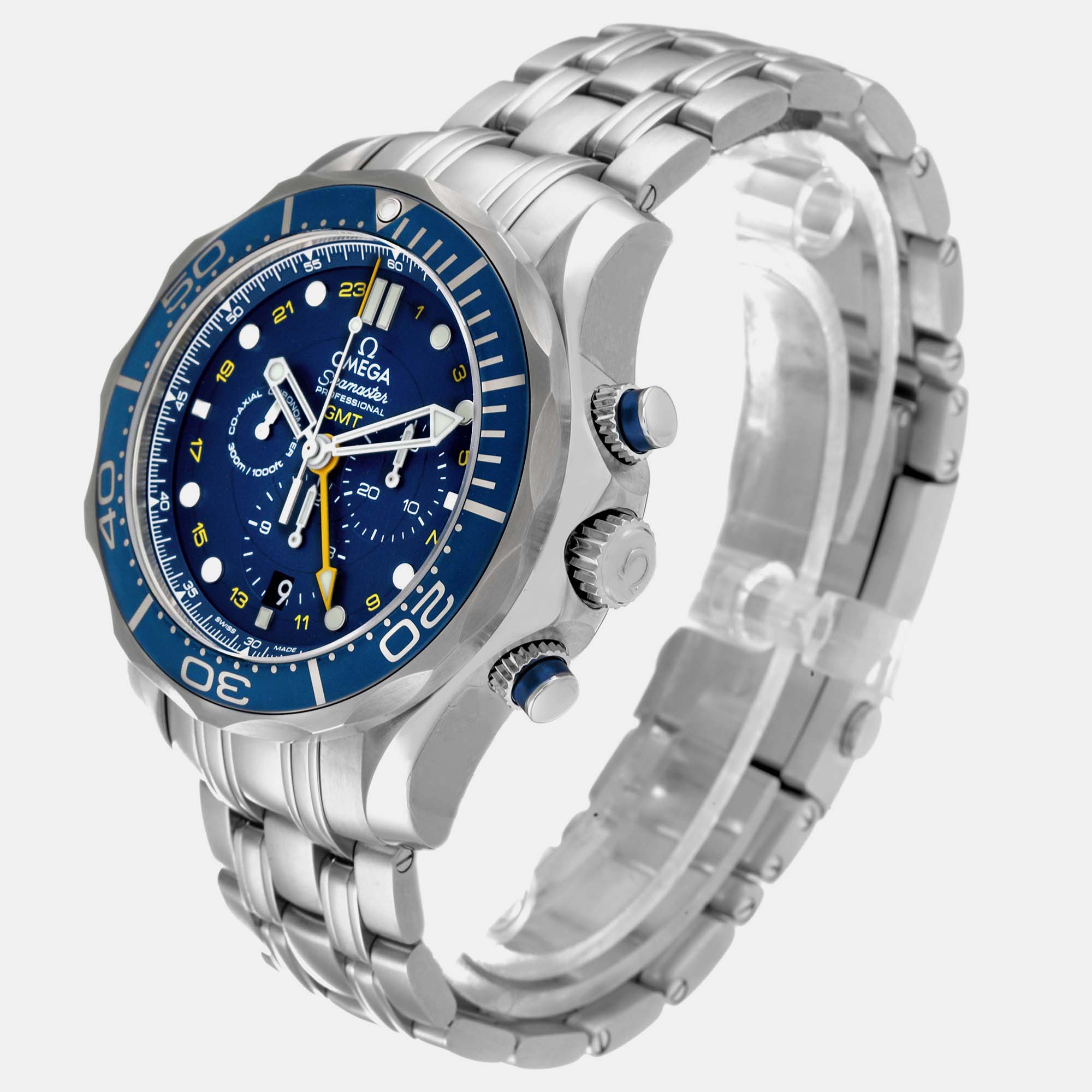 Omega Blue Stainless Steel Seamaster 212.30.44.52.03.001 Automatic Men's Wristwatch 44 Mm