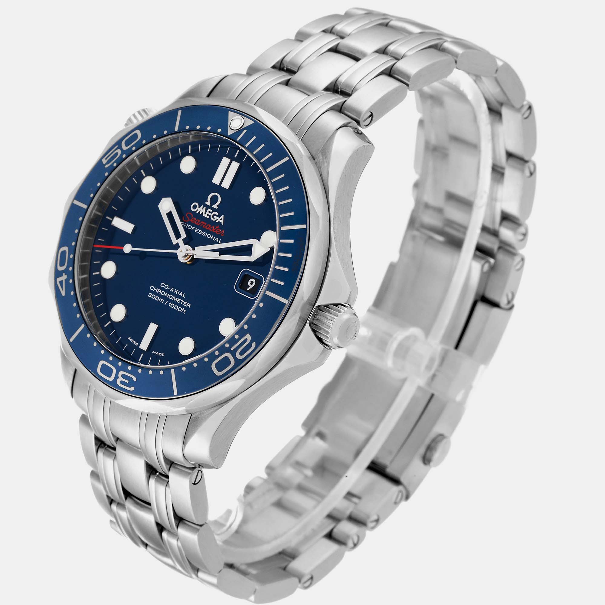 Omega Blue Stainless Steel Seamaster 212.30.41.20.03.001 Automatic Men's Wristwatch 41 Mm