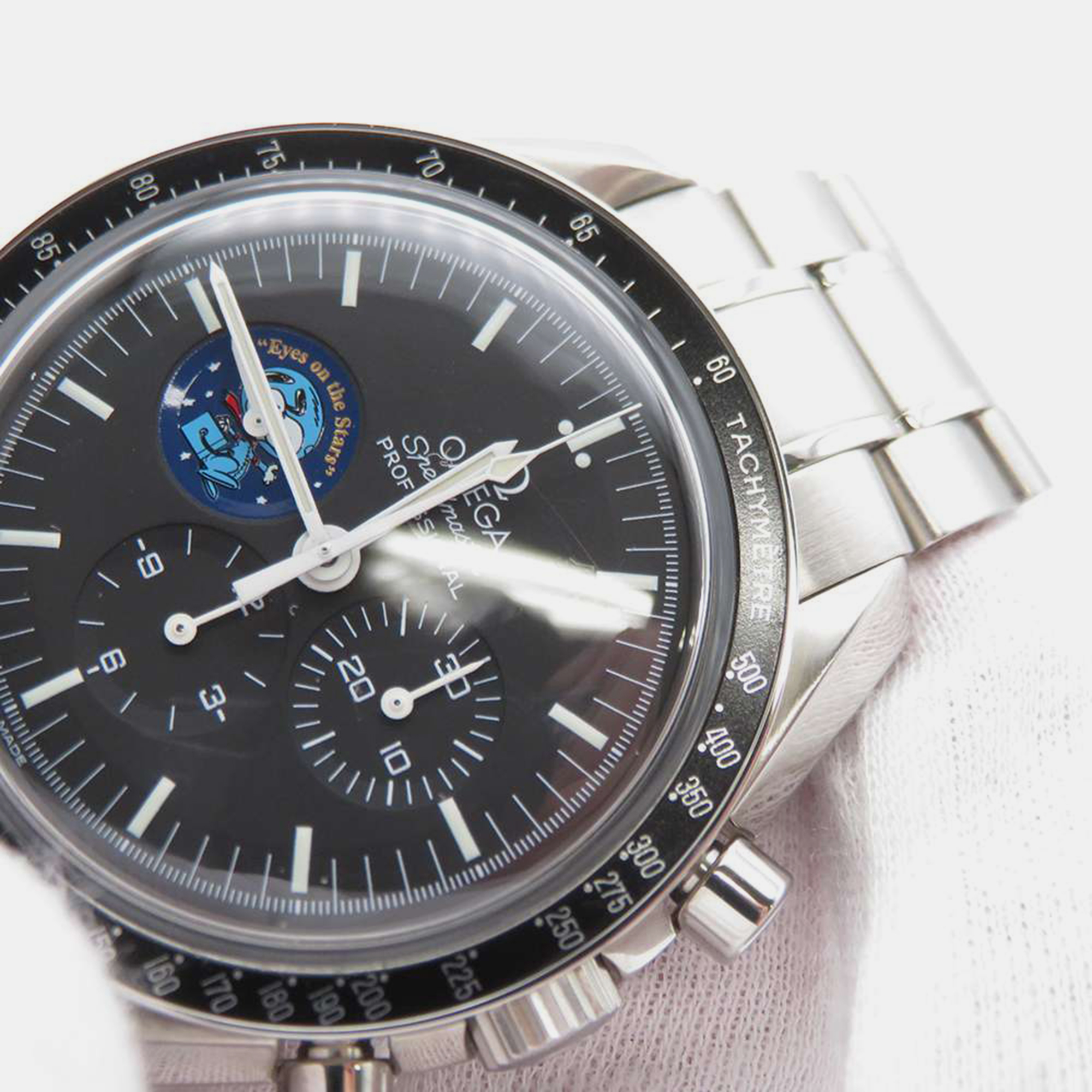 Omega Black Stainless Steel Speedmaster Snoopy 3578.51 Manual Winding Men's Wristwatch 42 Mm