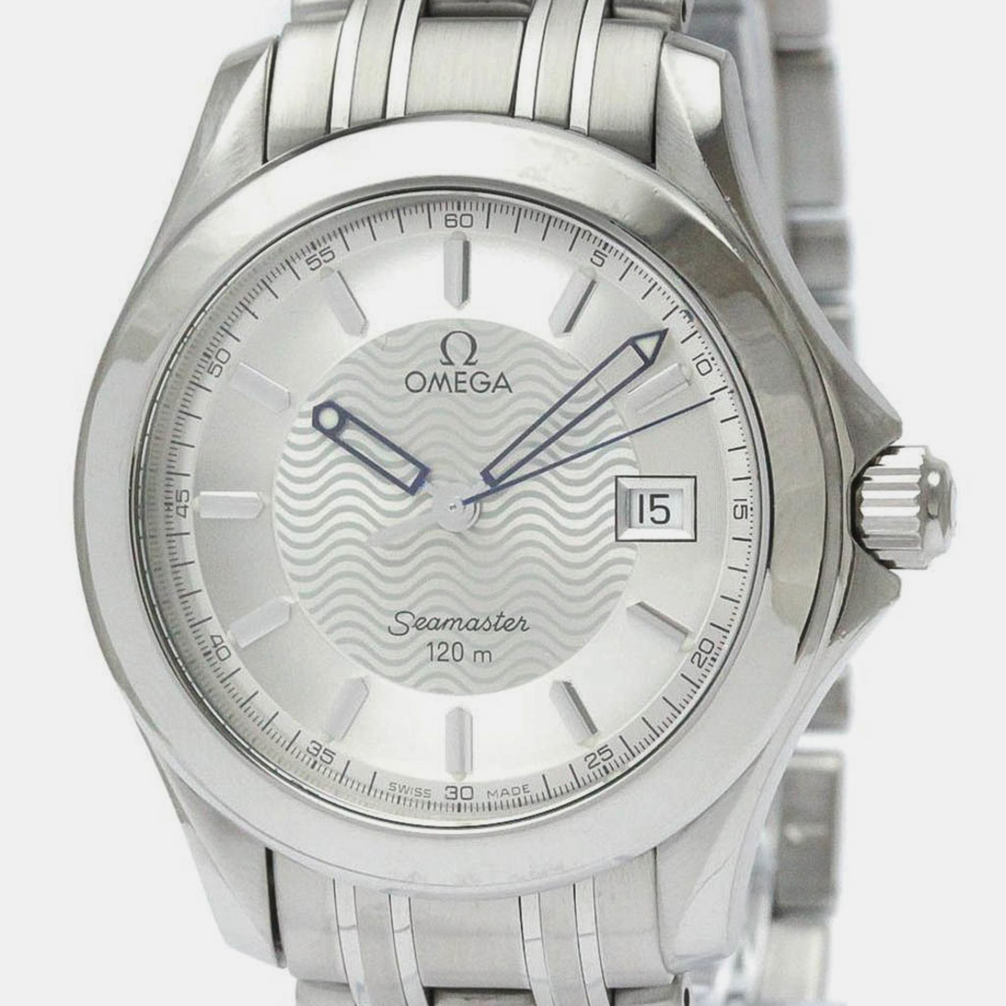 Omega Silver Stainless Steel Seamaster 2511.31 Quartz Men's Wristwatch 36 Mm