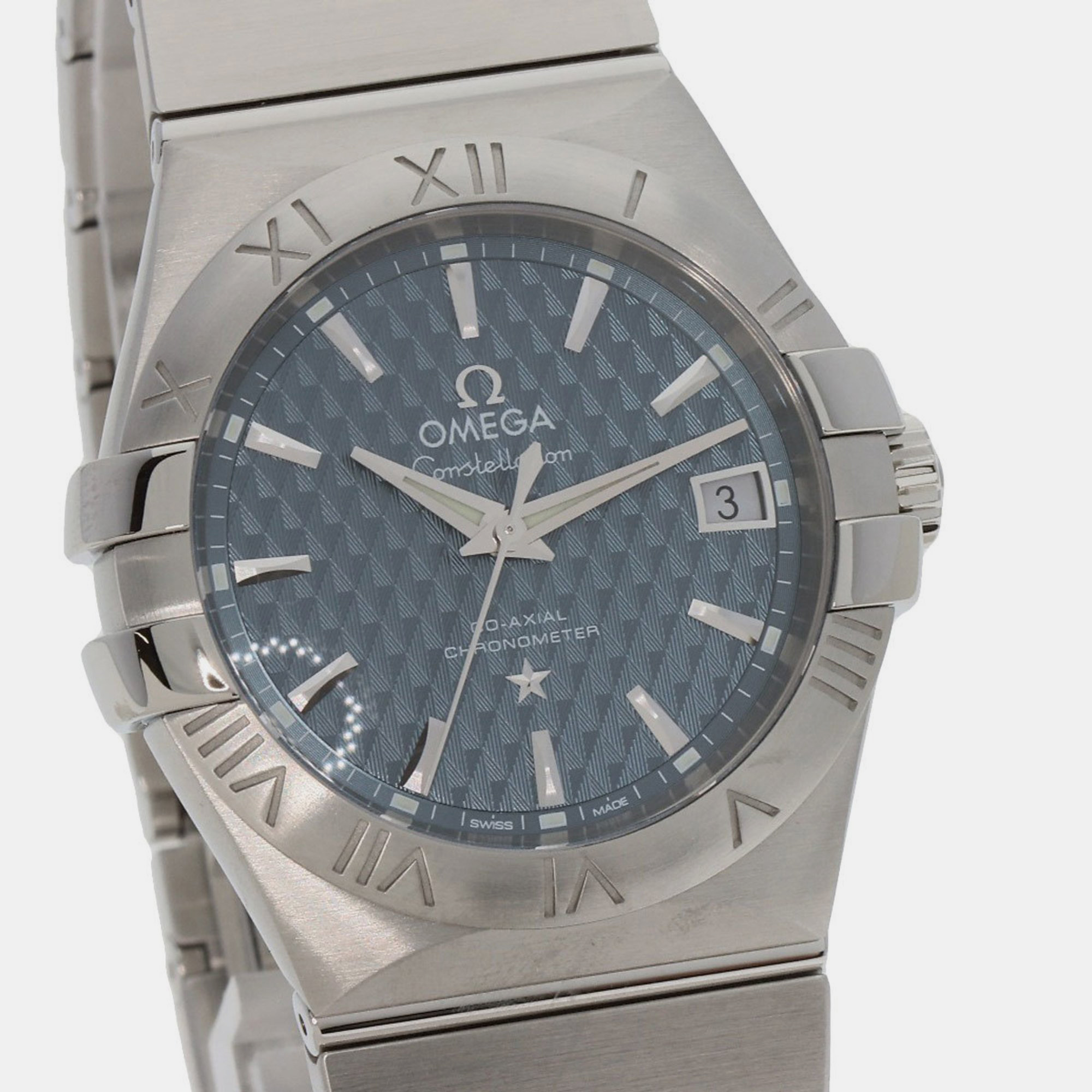Omega Blue Stainless Steel Constellation 123.10.35.20.03.002 Automatic Men's Wristwatch 35 Mm