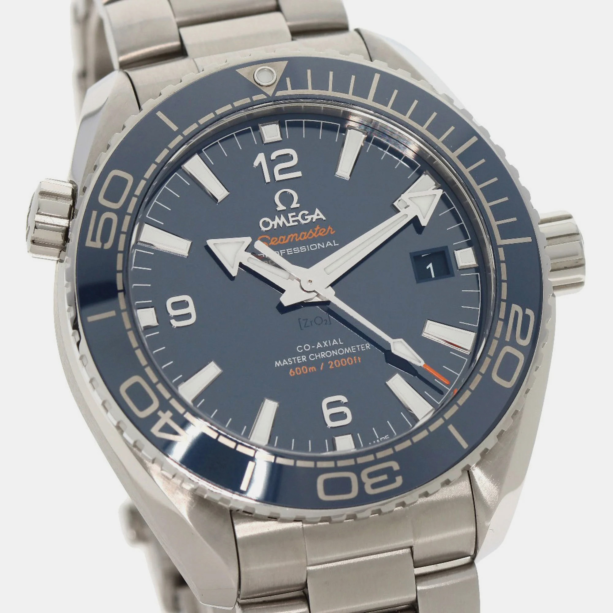 Omega Blue Stainless Steel Seamaster Planet Ocean 215.30.44.21.03.001 Automatic Men's Wristwatch 43.5 Mm