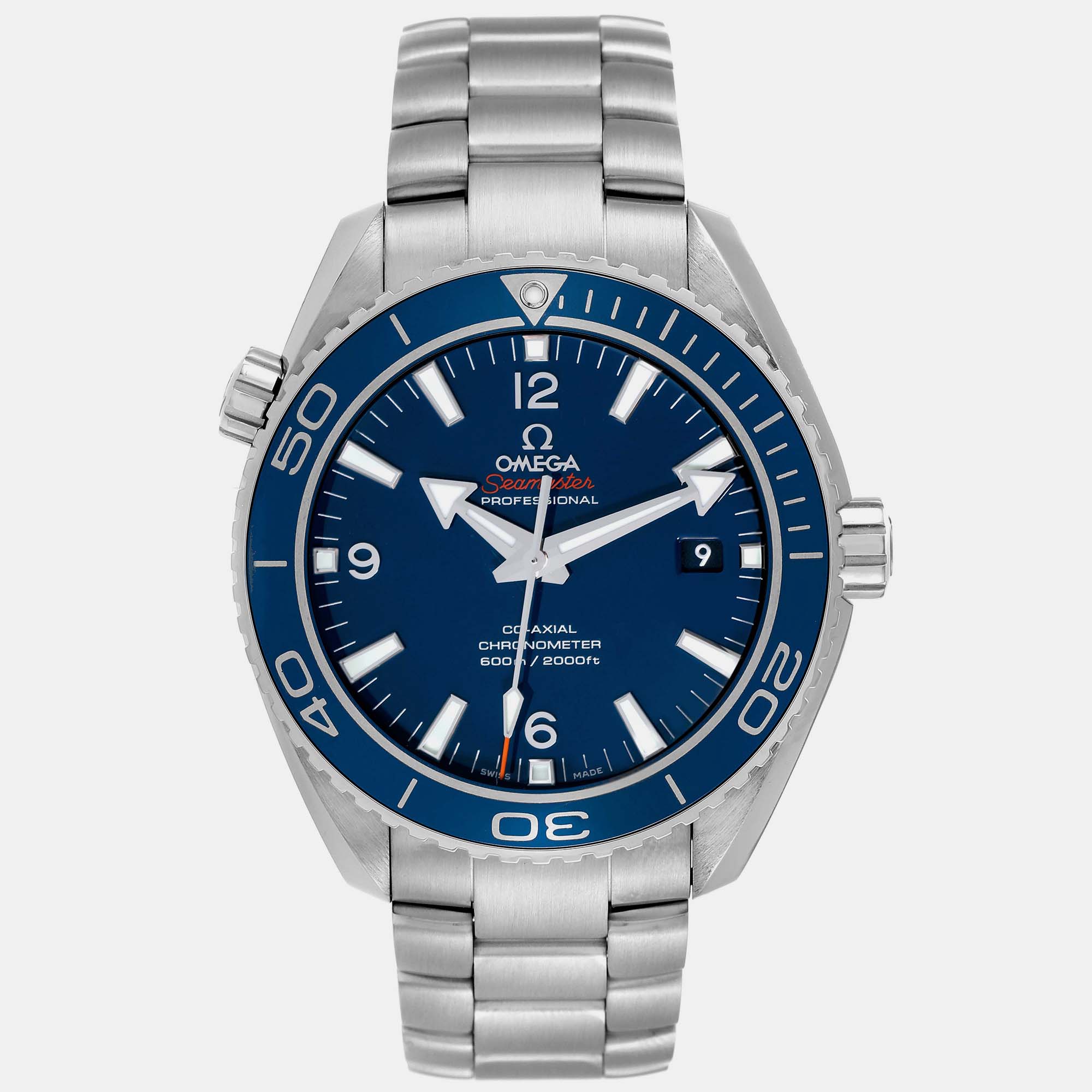 Omega blue titanium seamaster 232.90.46.21.03.001 automatic men's wristwatch 45.5 mm