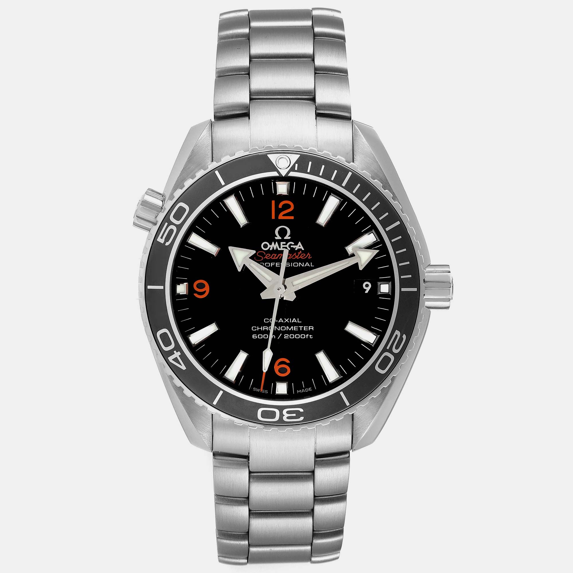 Omega Black Stainless Steel Seamaster Planet Ocean 232.30.42.21.01.003 Automatic Men's Wristwatch 42 Mm