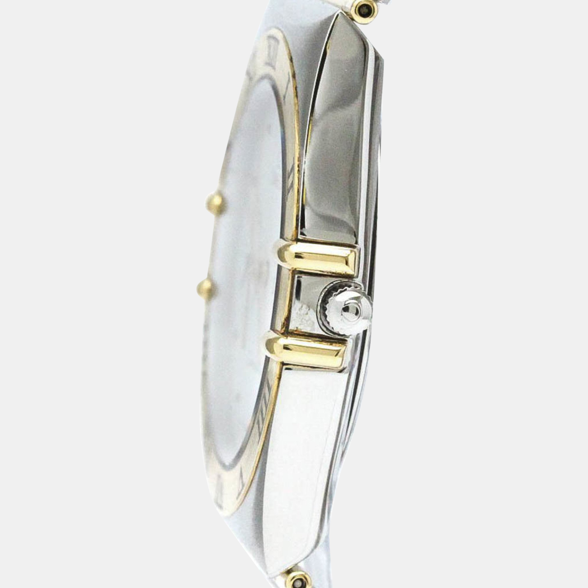 Omega White 18k Yellow Gold Stainless Steel Constellation Quartz Men's Wristwatch 33 Mm
