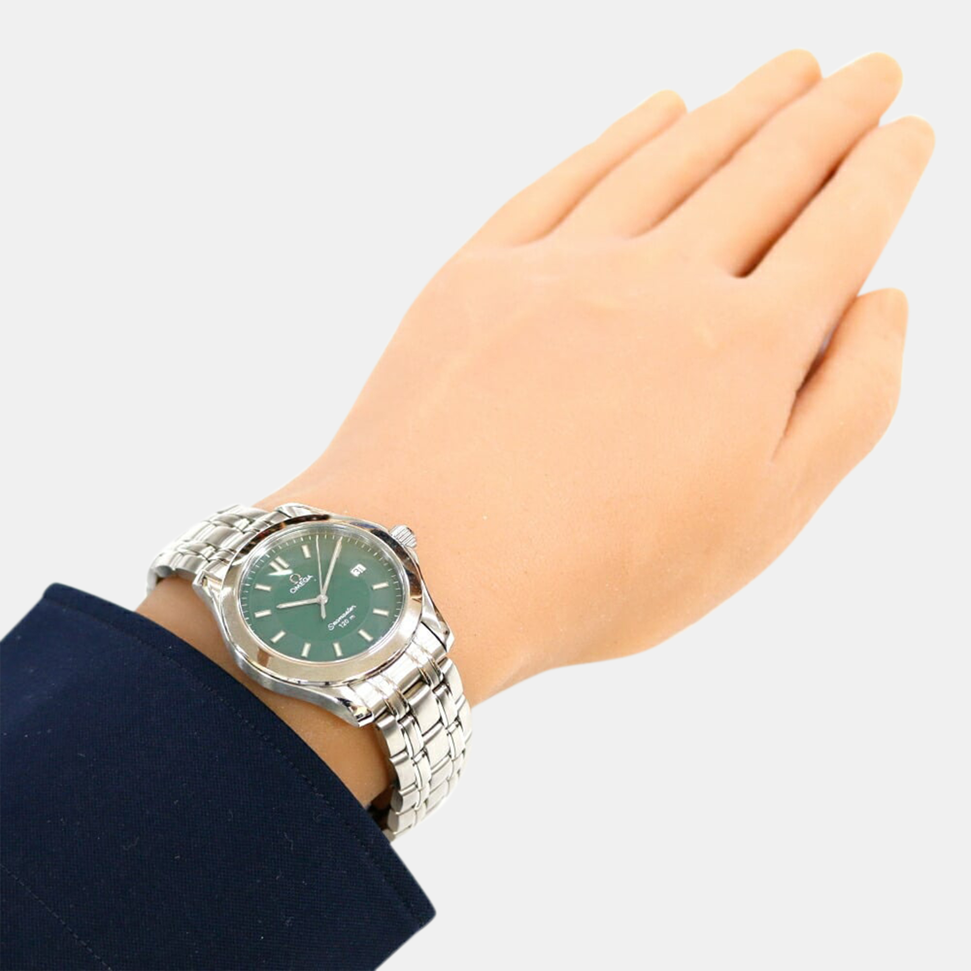 Omega Green Stainless Steel Seamaster  Quartz Men's Wristwatch 36 Mm