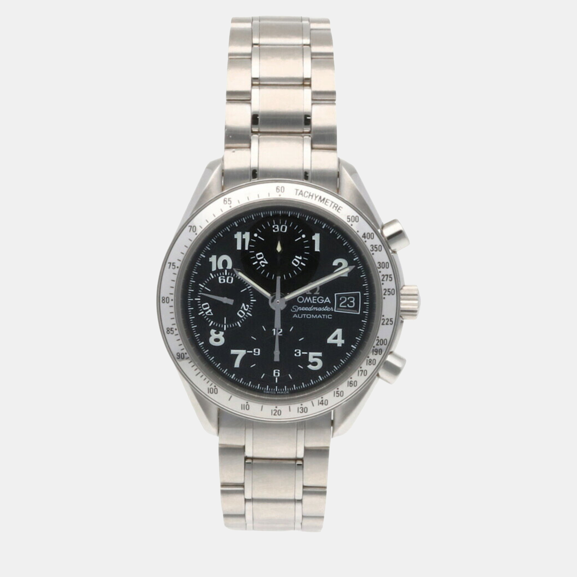 Omega Black Stainless Steel Speedmaster 3513.52 Automatic Men's Wristwatch 37.5 Mm