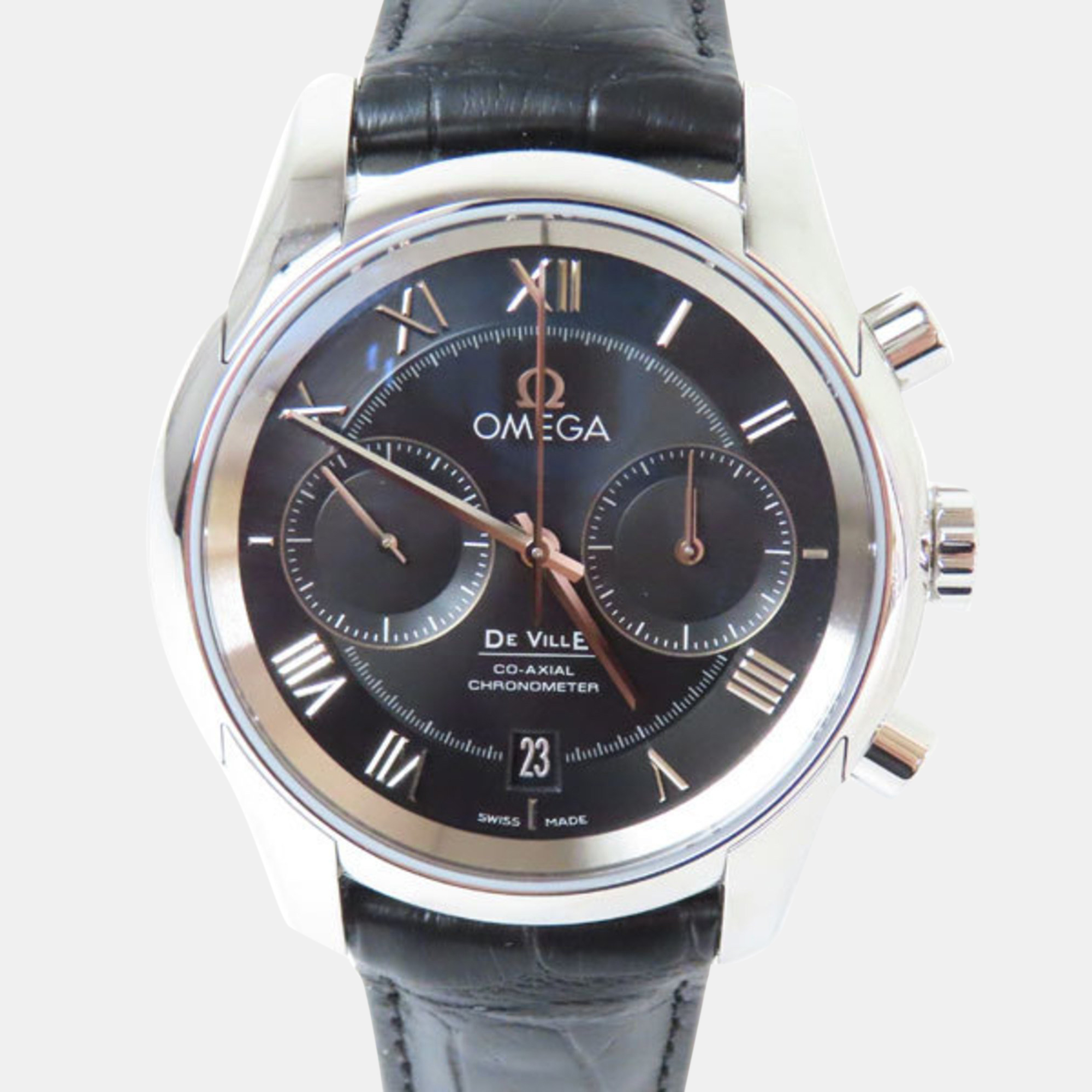Omega Black Stainless Steel De Ville 431.13.42.51.01.001 Automatic Men's Wristwatch 42 Mm