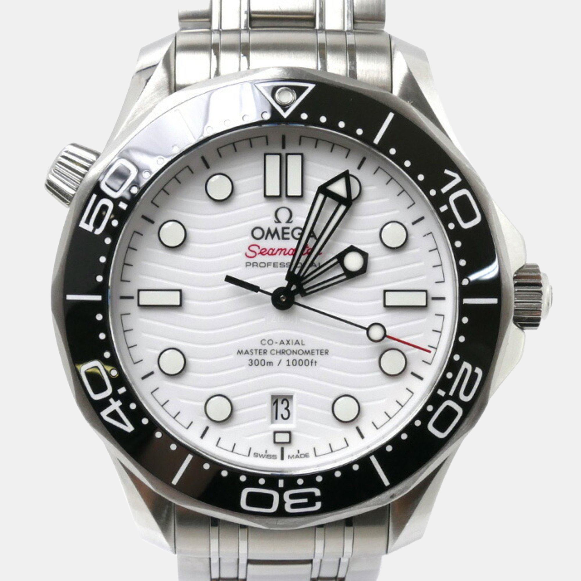 Omega White Stainless Steel Seamaster 210.30.42.20.04.001 Automatic Men's Wristwatch 42 Mm