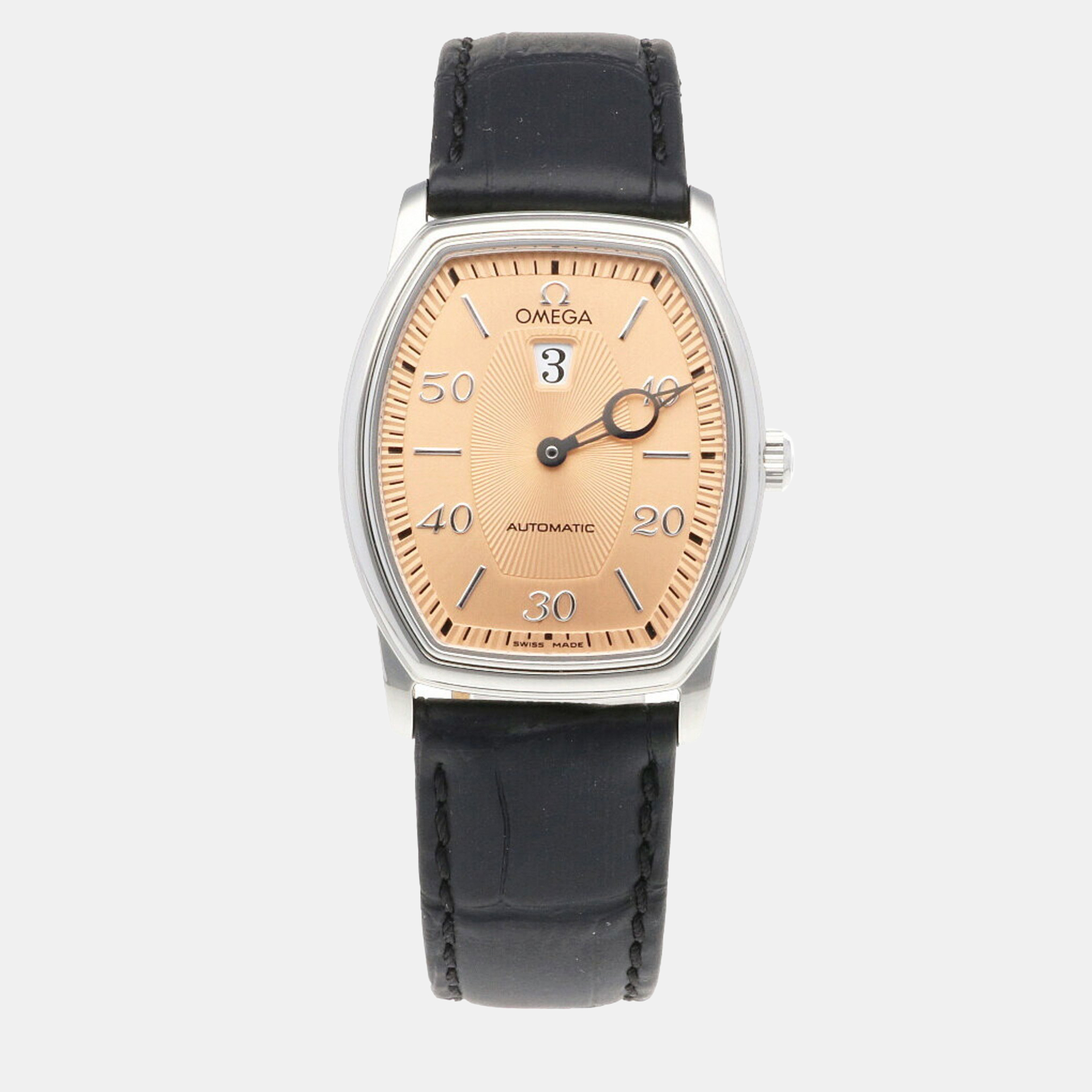 Omega Pink Stainless Steel De Ville 48536101 Automatic Men's Wristwatch 31 Mm