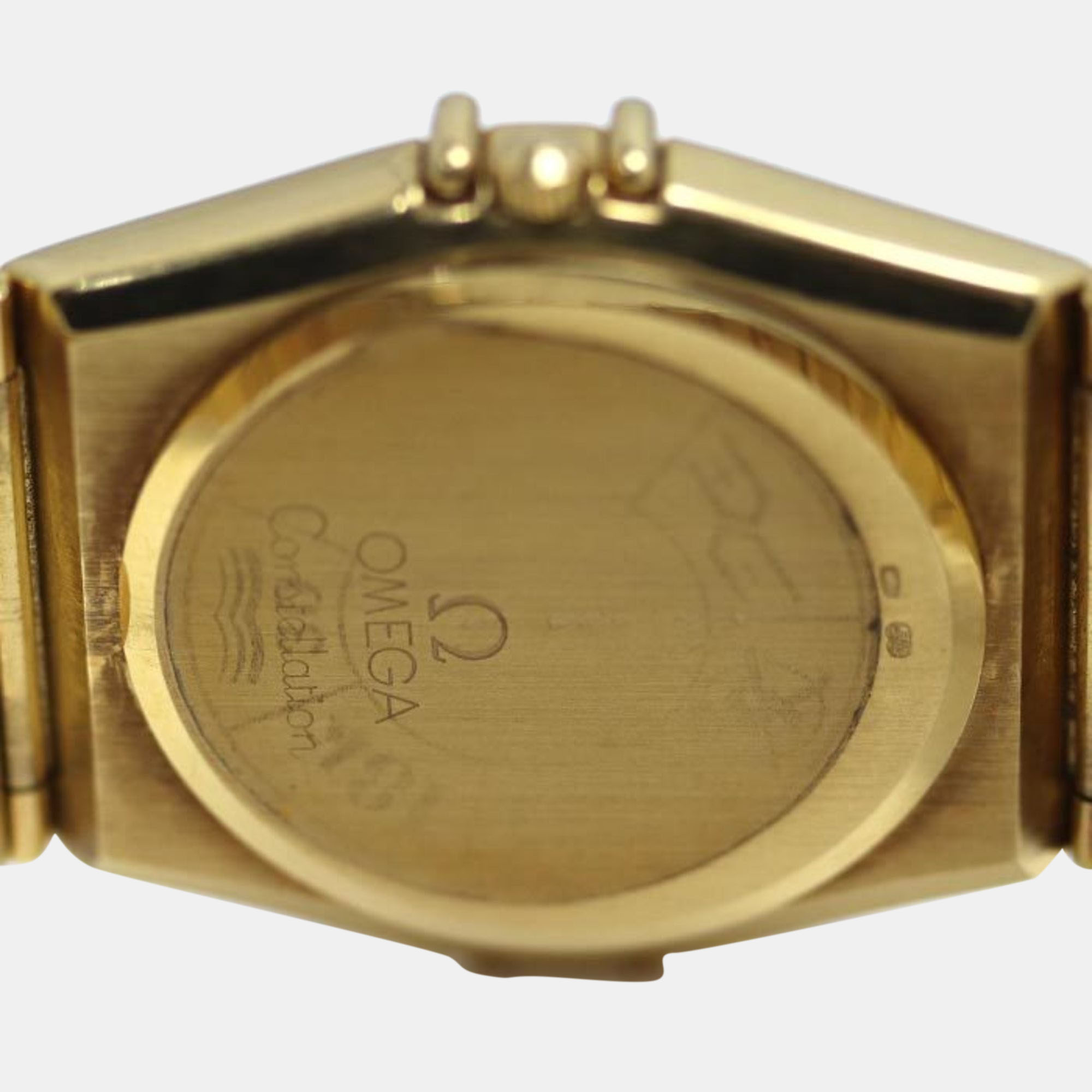 Omega Champagne 18k Yellow Gold Constellation 496.1070 Quartz Men's Wristwatch 34 Mm